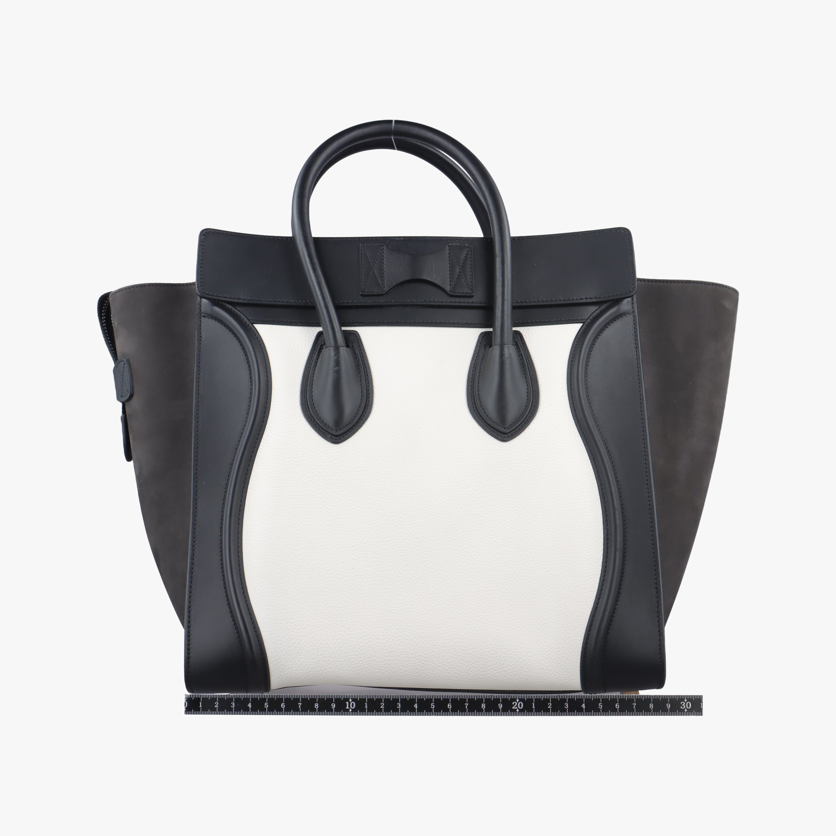 Pre-owned Celine Luggage Mini Shopper Black×white Leather  handbag | stylenewstar