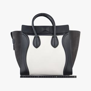 Pre-owned Celine Luggage Mini Shopper Black×white Leather  handbag | stylenewstar