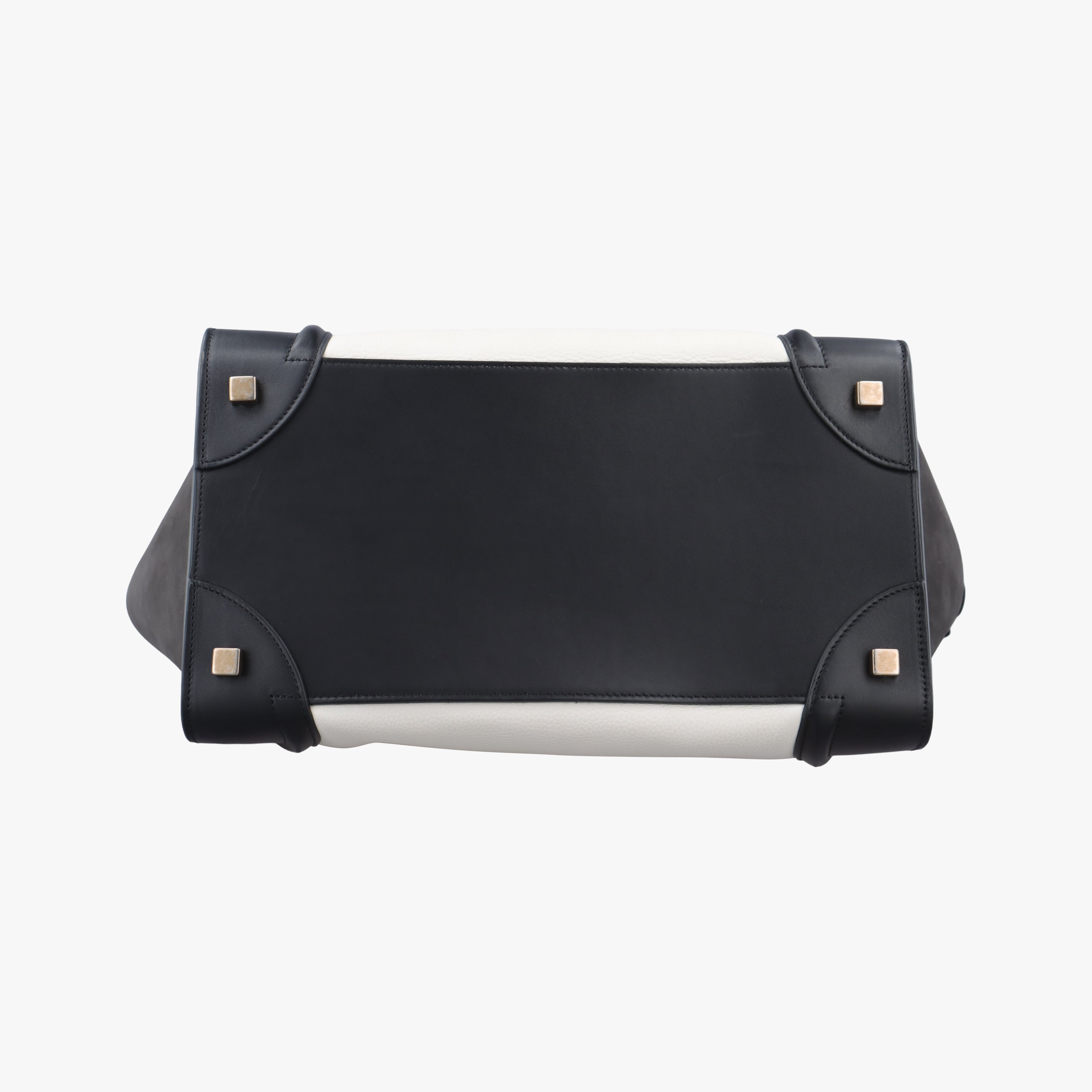 Pre-owned Celine Luggage Mini Shopper Black×white Leather  handbag | stylenewstar