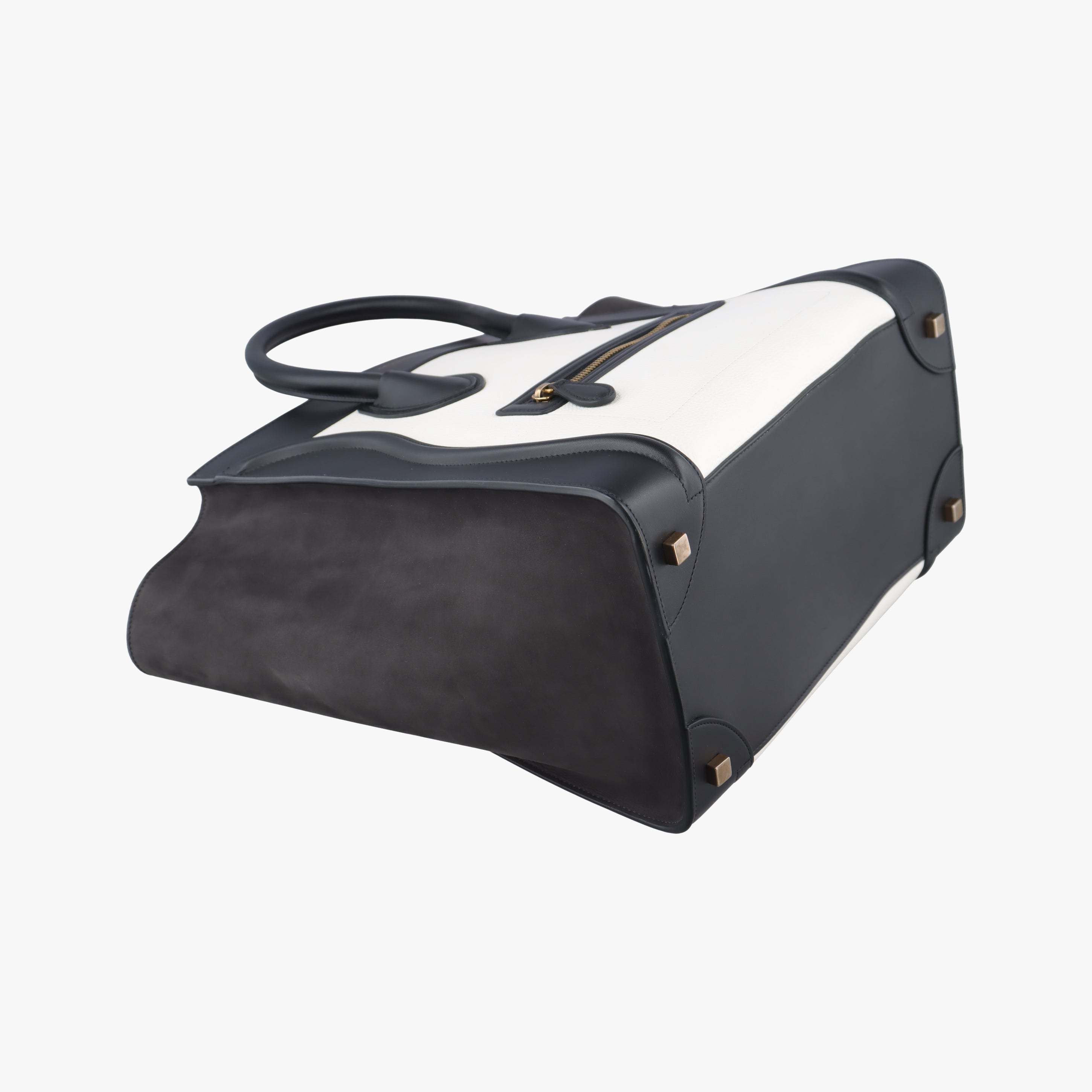 Pre-owned Celine Luggage Mini Shopper Black×white Leather  handbag | stylenewstar