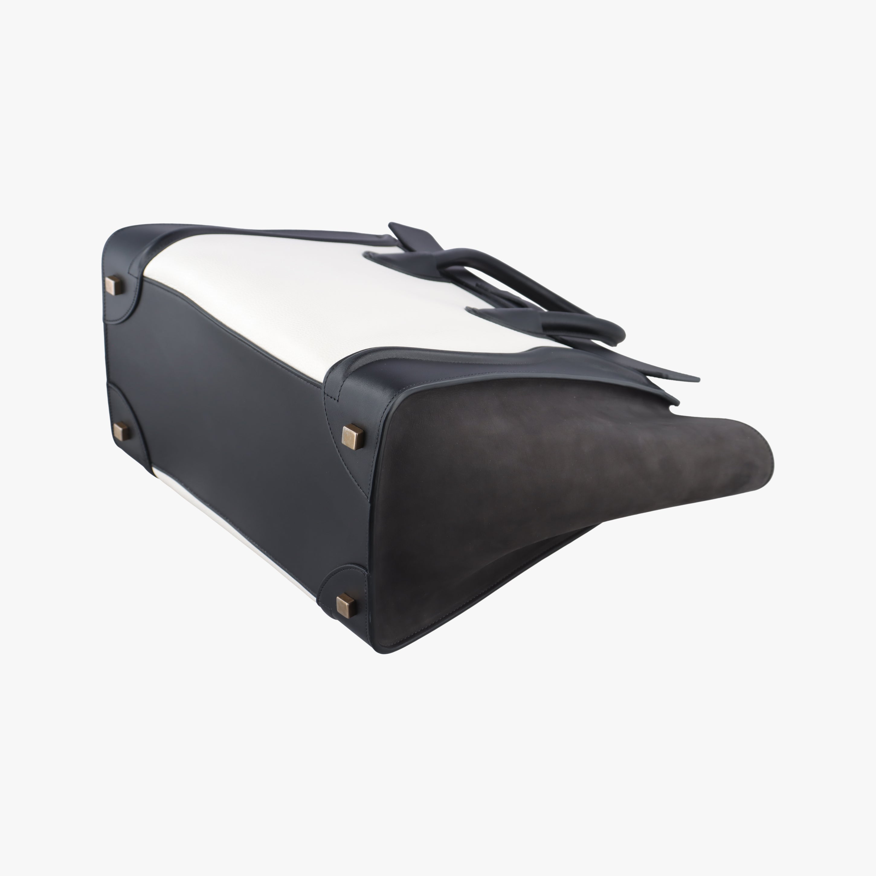 Pre-owned Celine Luggage Mini Shopper Black×white Leather  handbag | stylenewstar