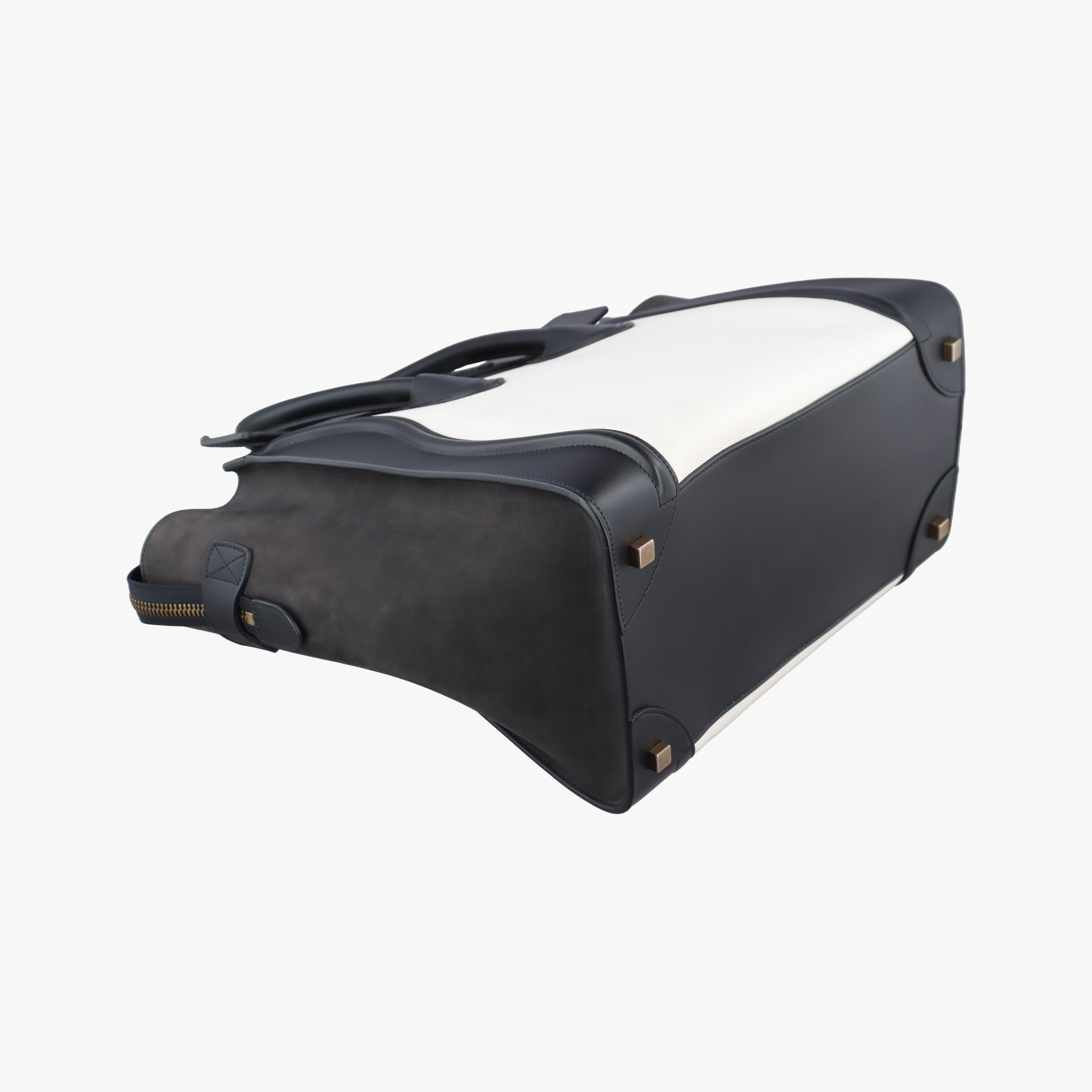 Pre-owned Celine Luggage Mini Shopper Black×white Leather  handbag | stylenewstar