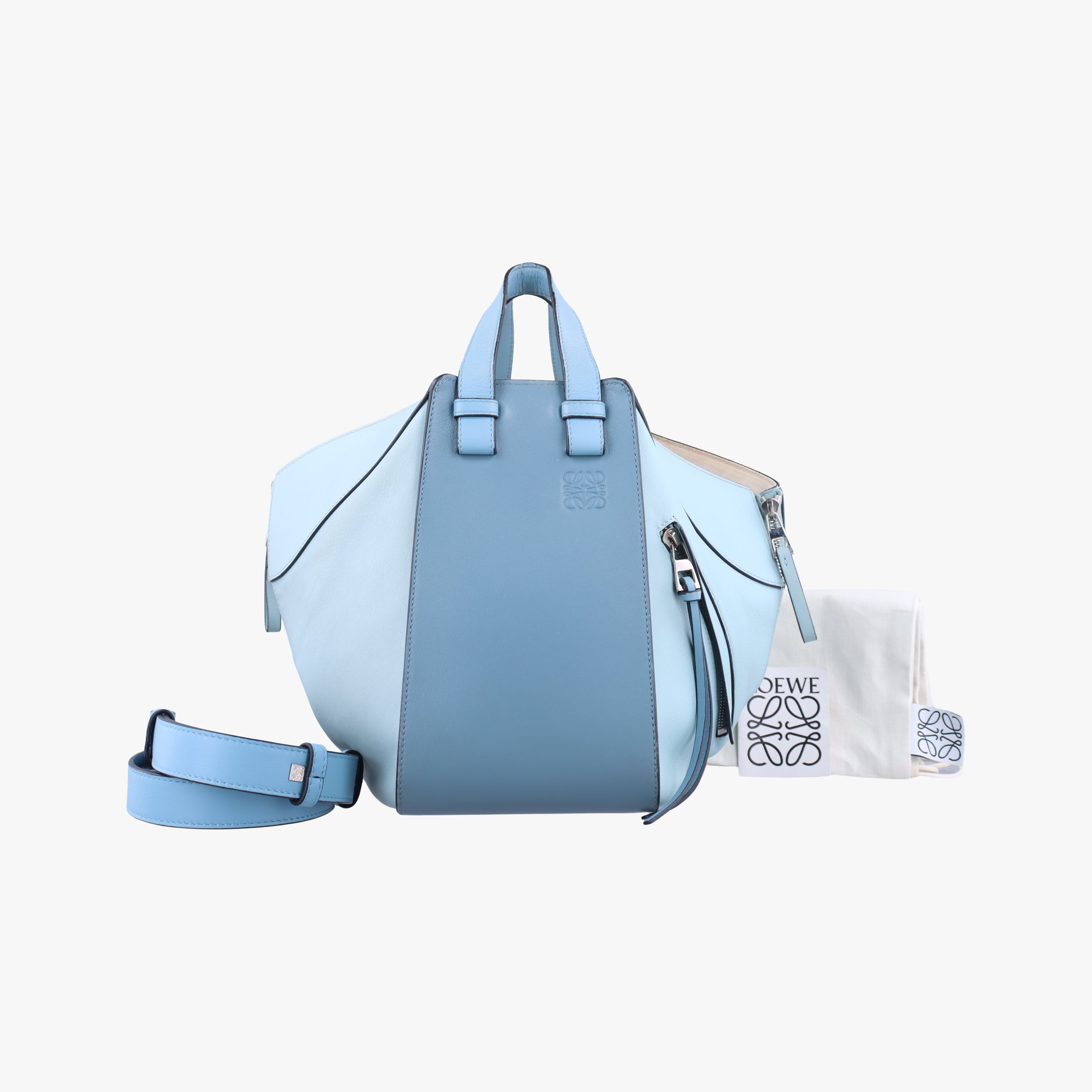 Pre-owned Loewe hammock Blue x Light Blue leather  shoulderbag | stylenewstar