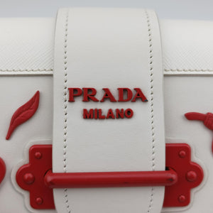Secondhand Prada Cahier Heart and Flower White×red leather  shoulderbag | stylenewstar