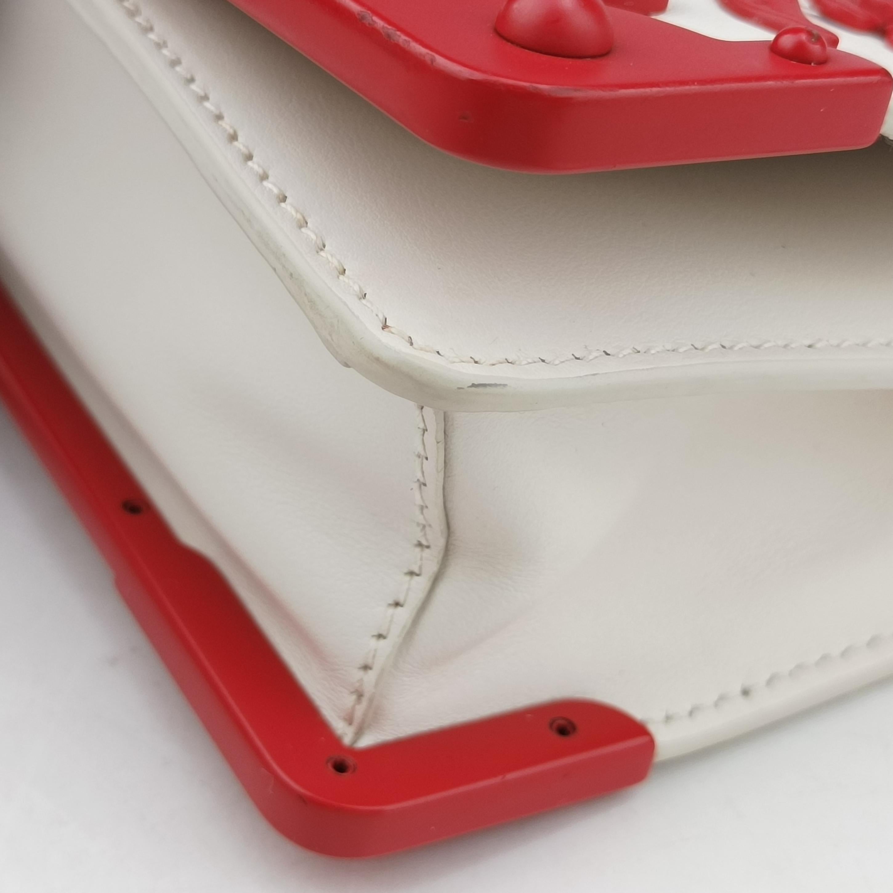 Secondhand Prada Cahier Heart and Flower White×red leather  shoulderbag | stylenewstar