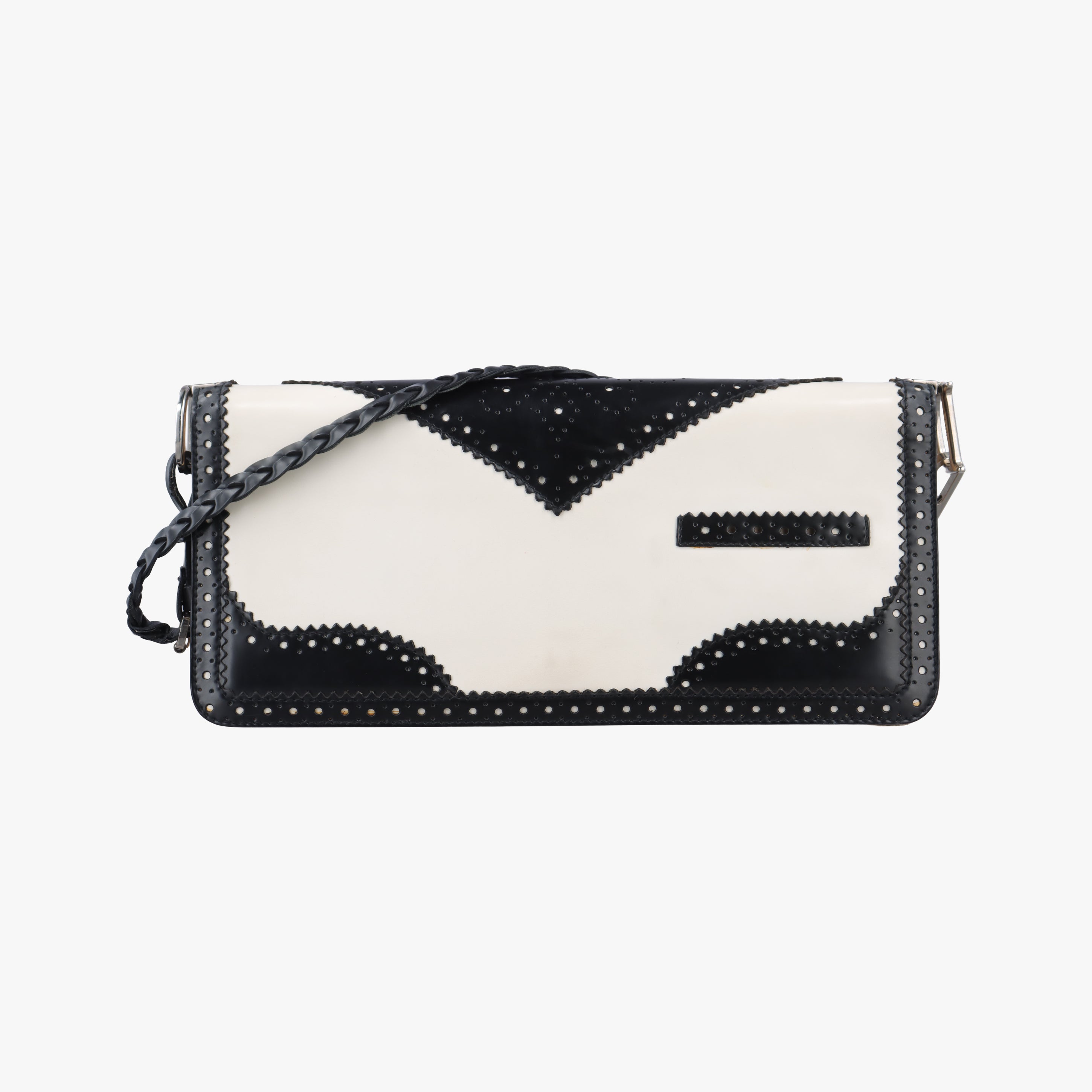 Pre-owned Christian Dior D'Trick Black×White leather  shoulderbag | stylenewstar