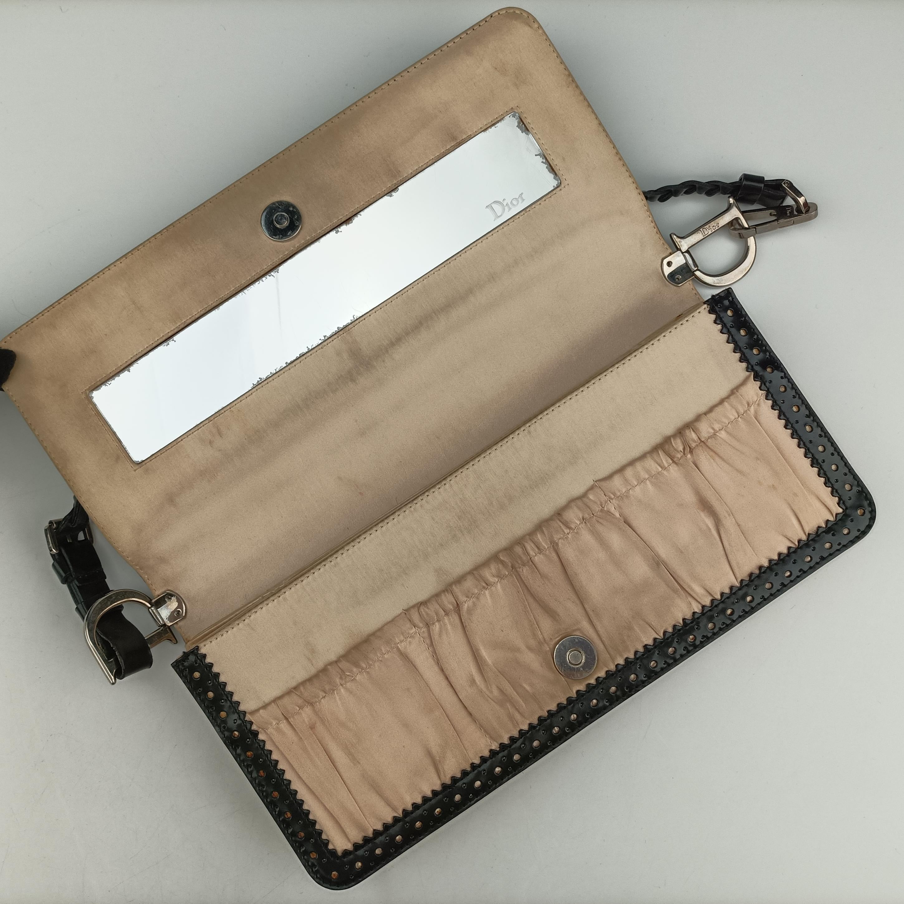 Pre-owned Christian Dior D'Trick Black×White leather  shoulderbag | stylenewstar