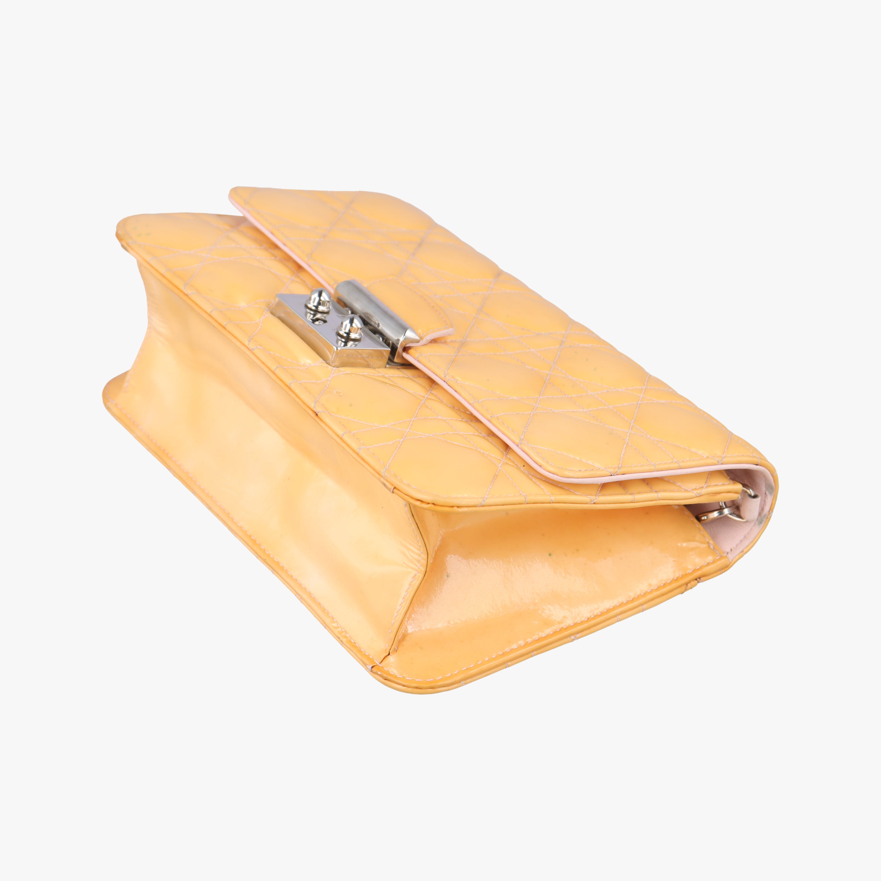 Pre-owned Christian Dior Cannage New Lock Yellow Patent  shoulderbag | stylenewstar
