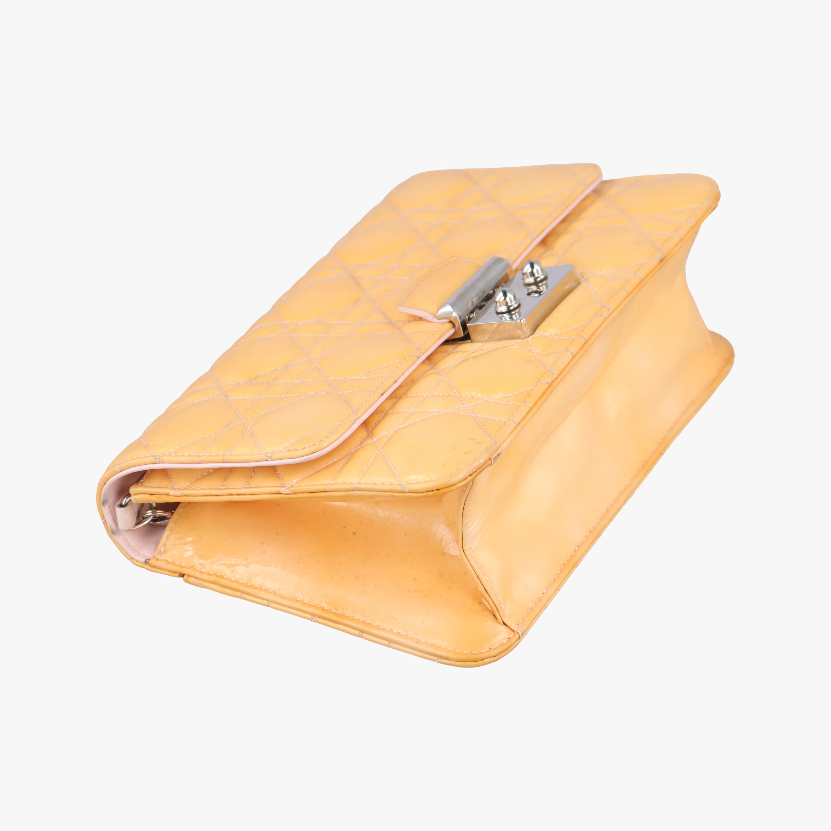 Pre-owned Christian Dior Cannage New Lock Yellow Patent  shoulderbag | stylenewstar