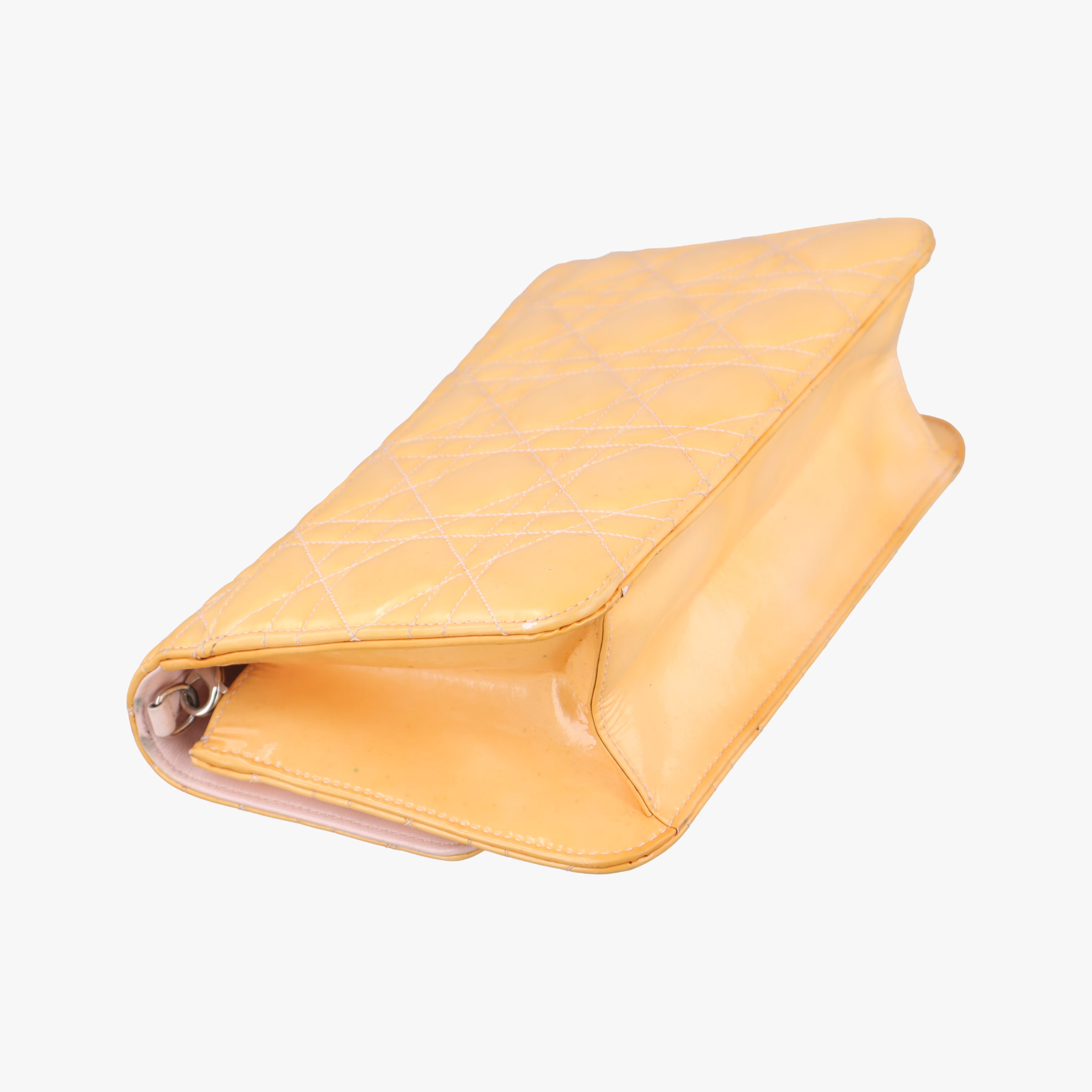 Pre-owned Christian Dior Cannage New Lock Yellow Patent  shoulderbag | stylenewstar