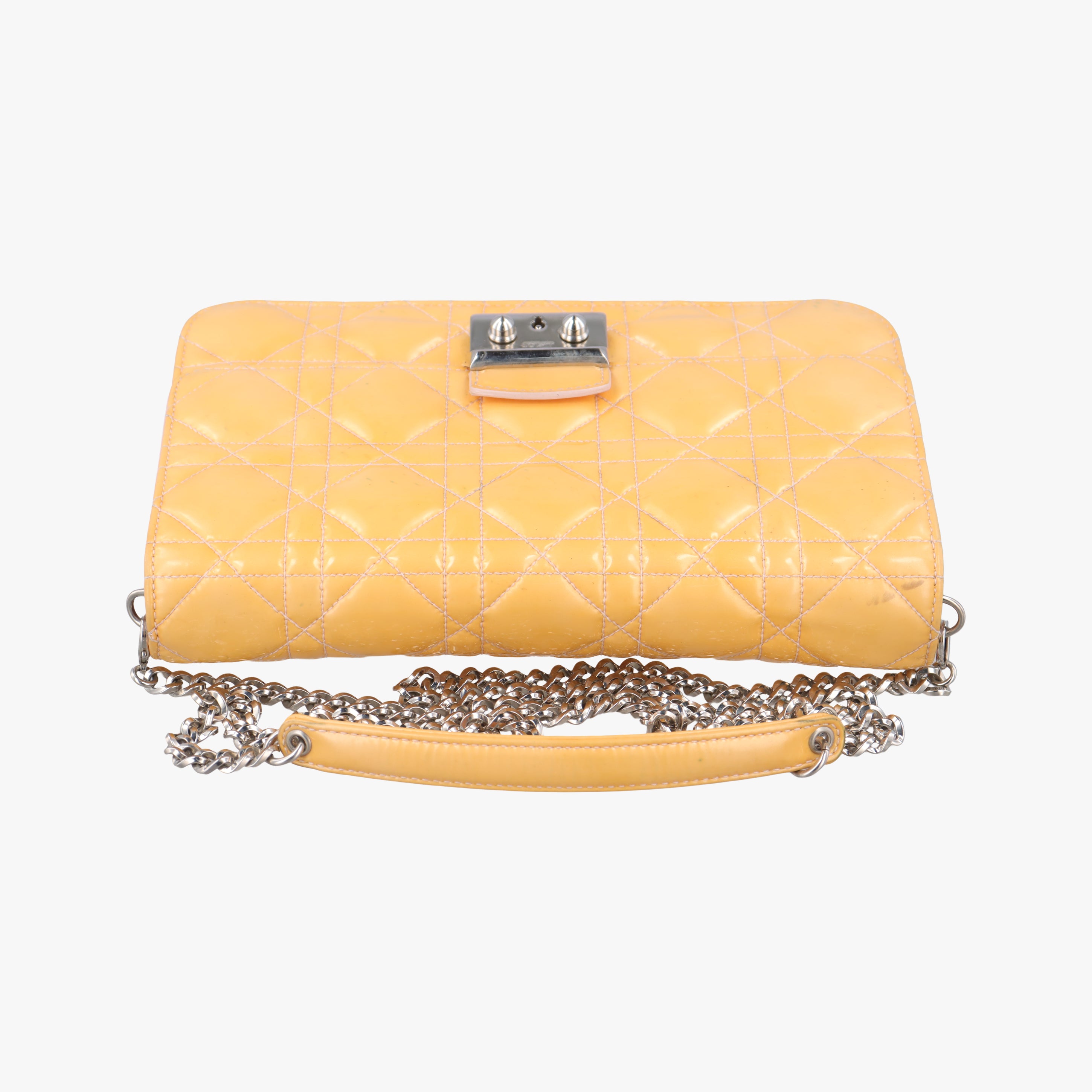 Pre-owned Christian Dior Cannage New Lock Yellow Patent  shoulderbag | stylenewstar