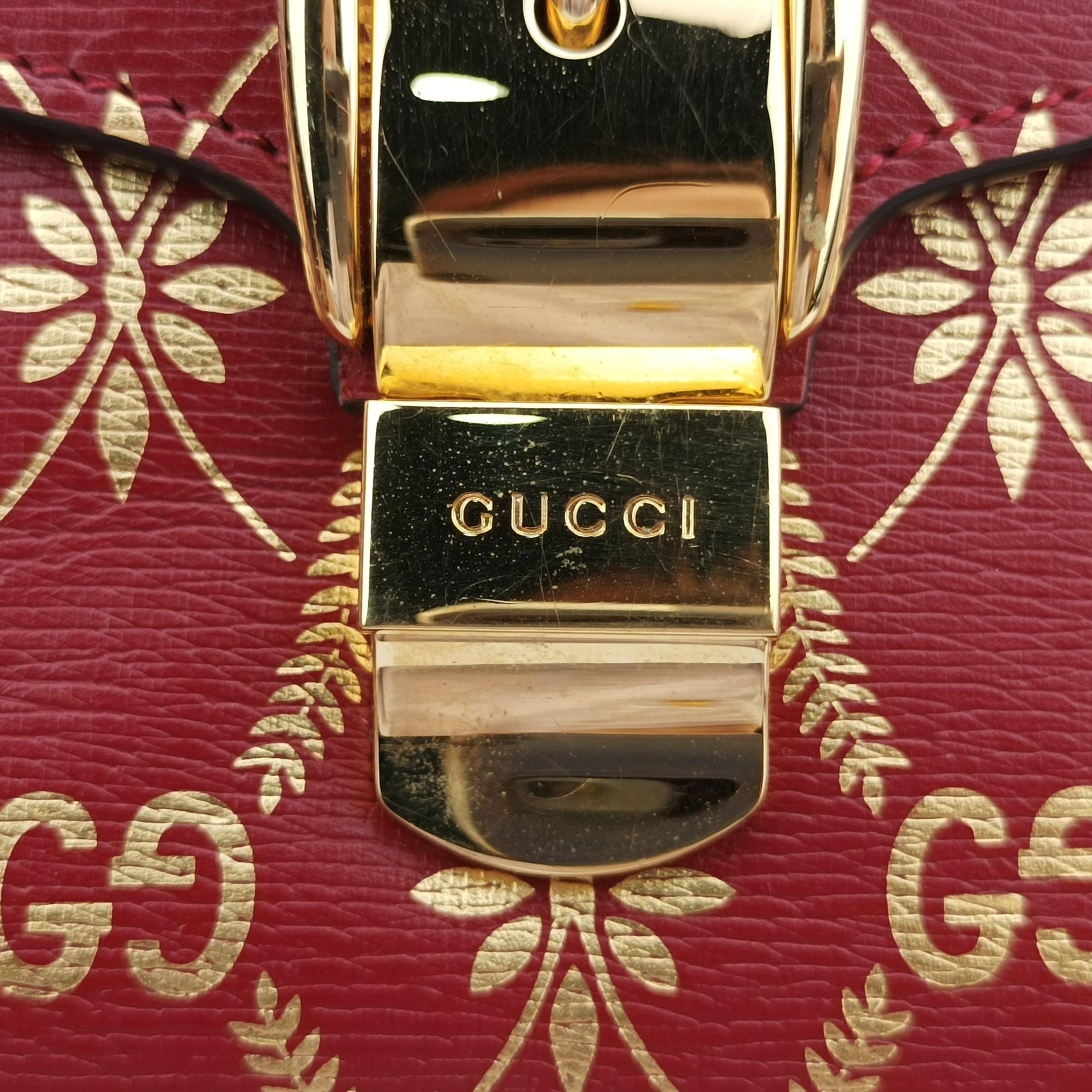 Pre-owned Gucci Sylvie red×Multicolour Leather 524405 shoulderbag | stylenewstar