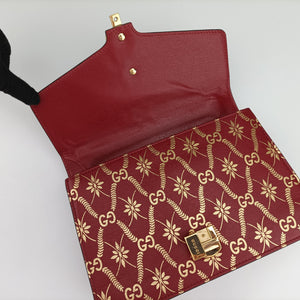 Pre-owned Gucci Sylvie red×Multicolour Leather 524405 shoulderbag | stylenewstar