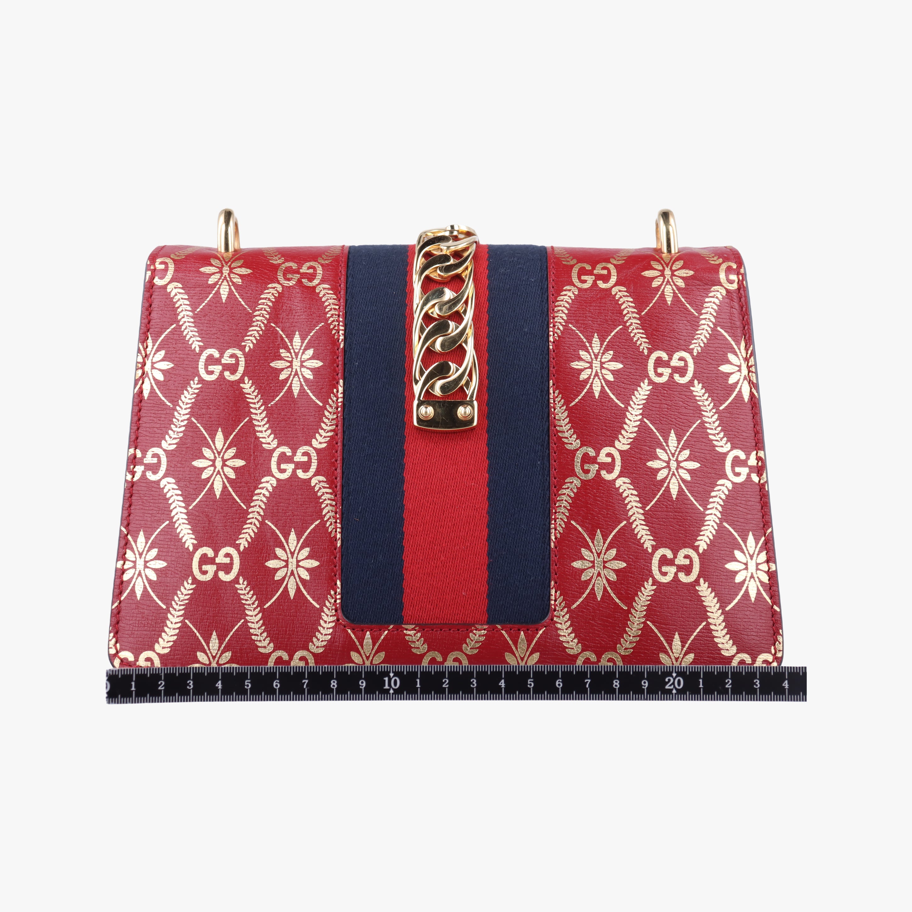 Pre-owned Gucci Sylvie red×Multicolour Leather 524405 shoulderbag | stylenewstar