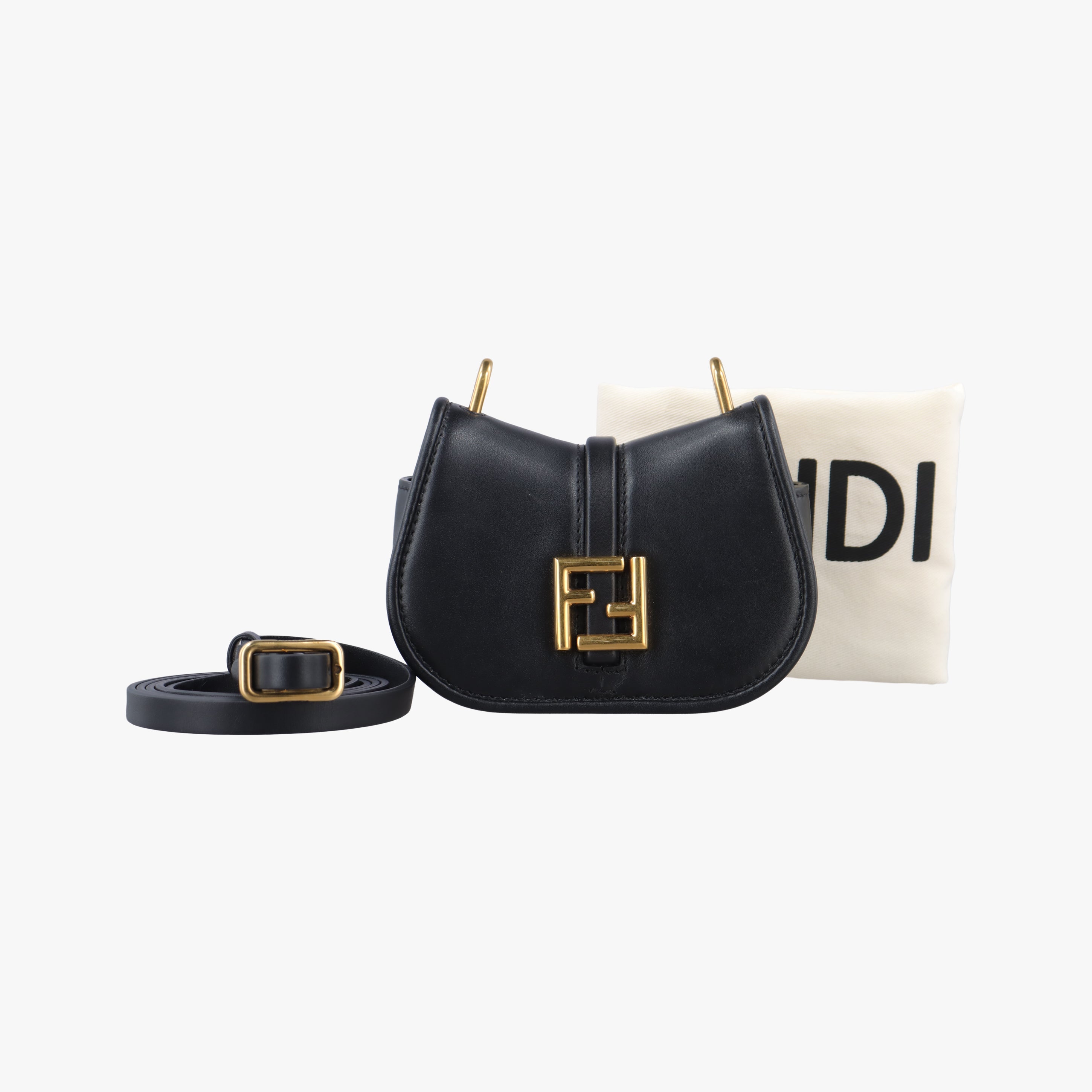 Pre-owned Fendi C'mon Small Black Leather 7AS219 shoulderbag | stylenewstar