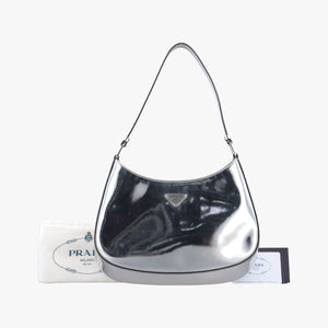 Pre-owned Prada Cleo Silver Enamel 1BC499 shoulderbag | stylenewstar