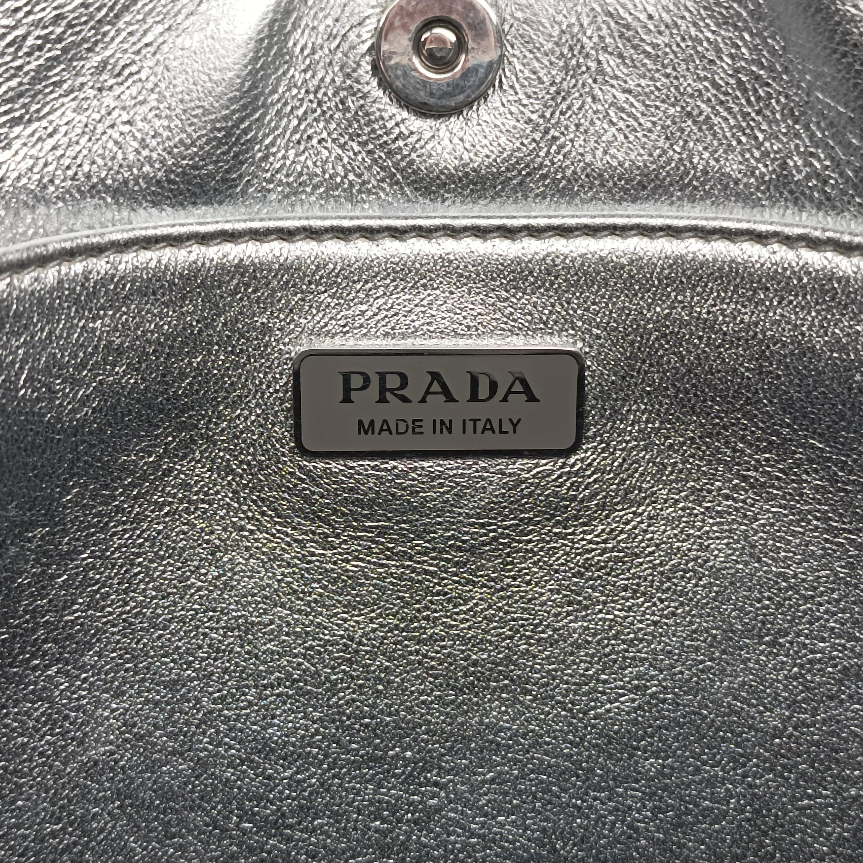 Pre-owned Prada Cleo Silver Enamel 1BC499 shoulderbag | stylenewstar