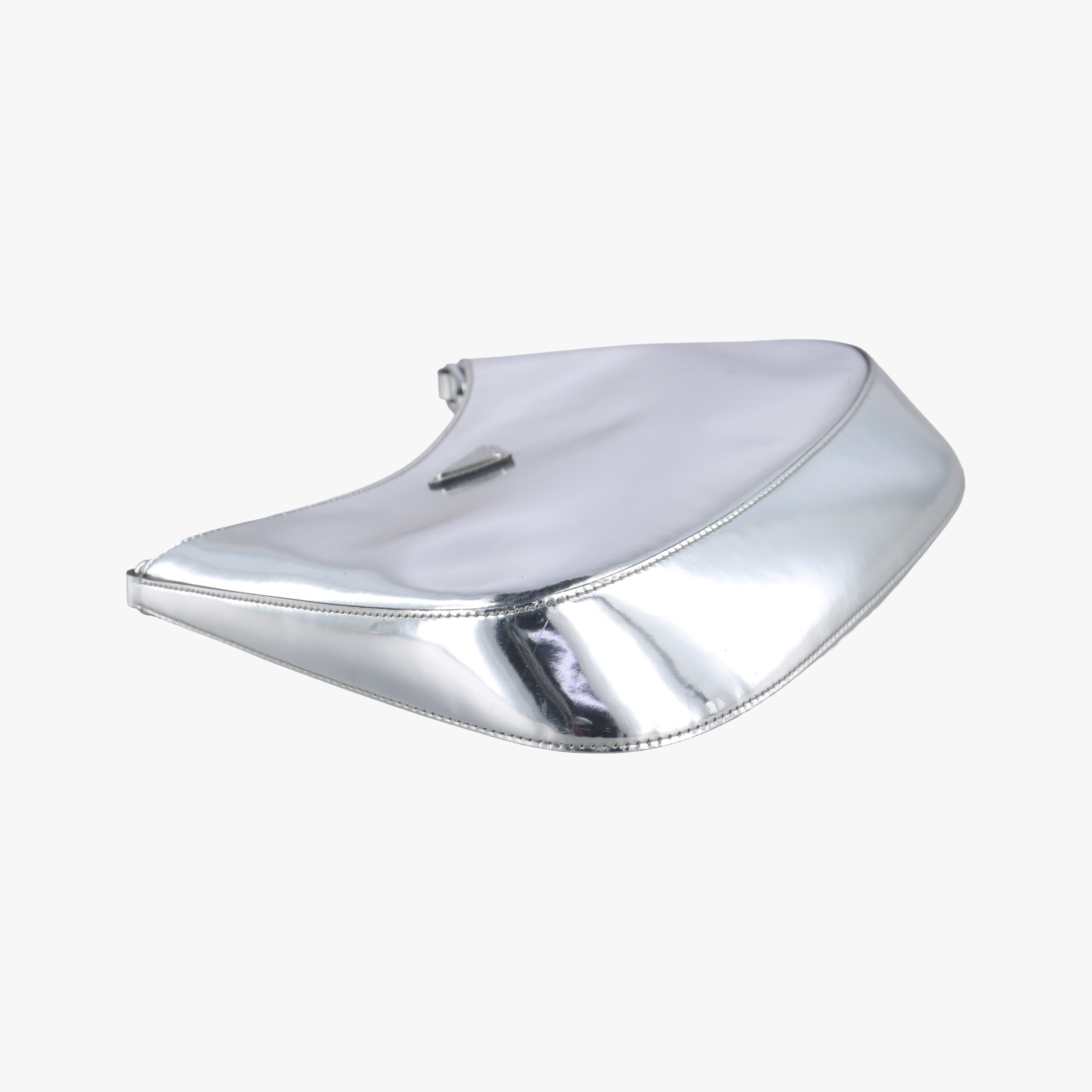 Pre-owned Prada Cleo Silver Enamel 1BC499 shoulderbag | stylenewstar