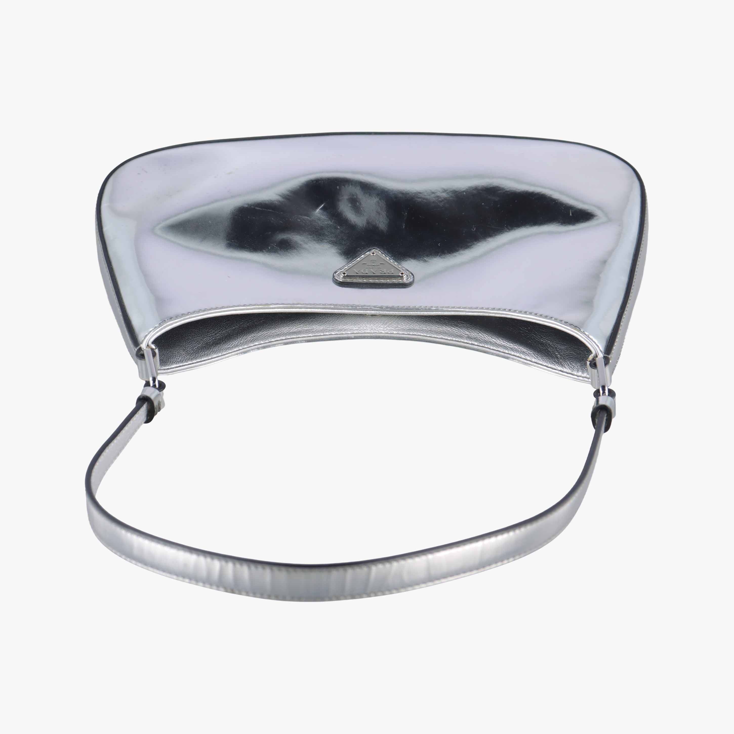 Pre-owned Prada Cleo Silver Enamel 1BC499 shoulderbag | stylenewstar