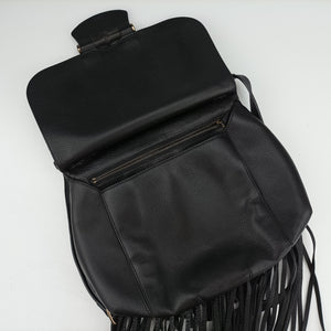Pre-owned Gucci Bamboo Fringe Black Leather 347099 shoulderbag | stylenewstar