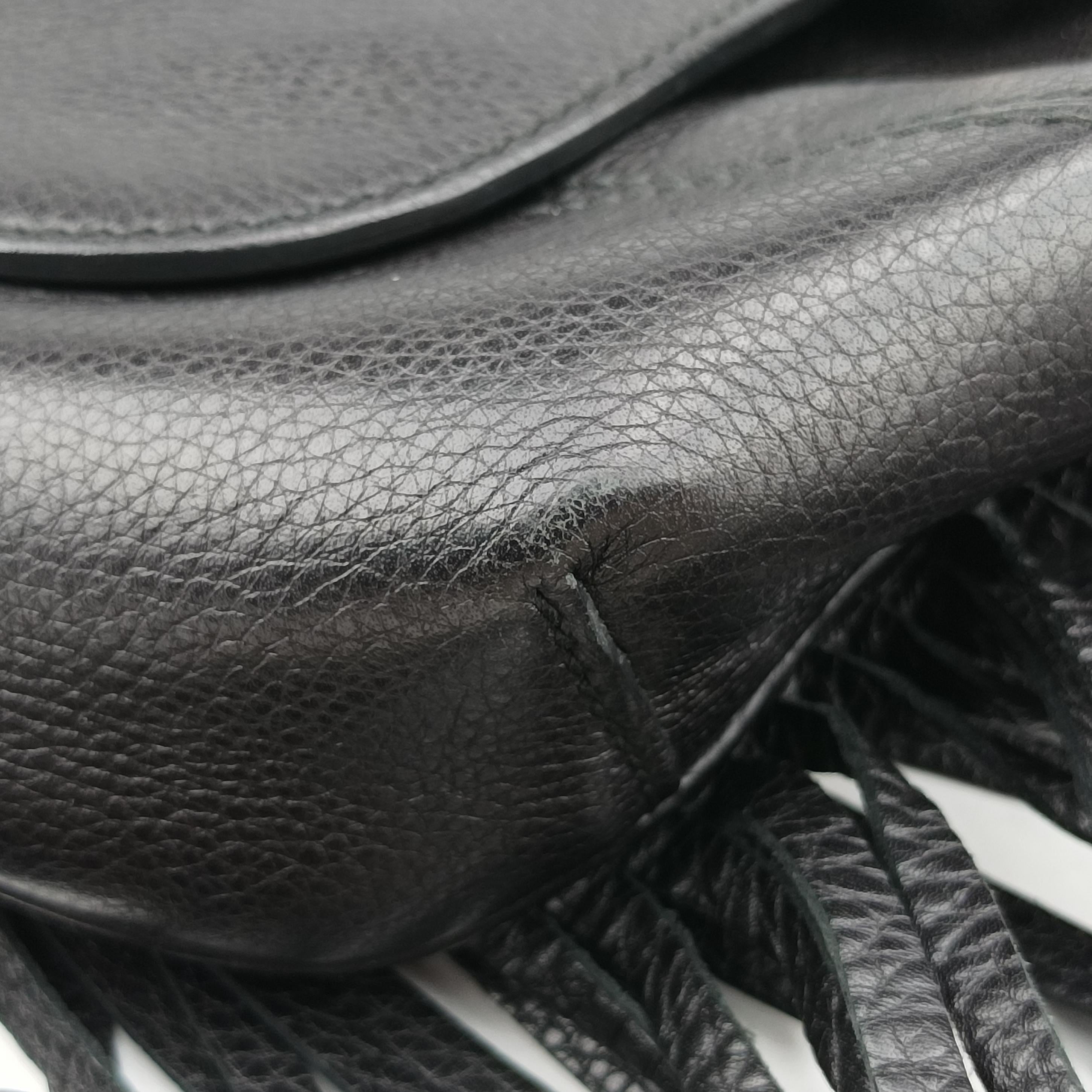 Pre-owned Gucci Bamboo Fringe Black Leather 347099 shoulderbag | stylenewstar