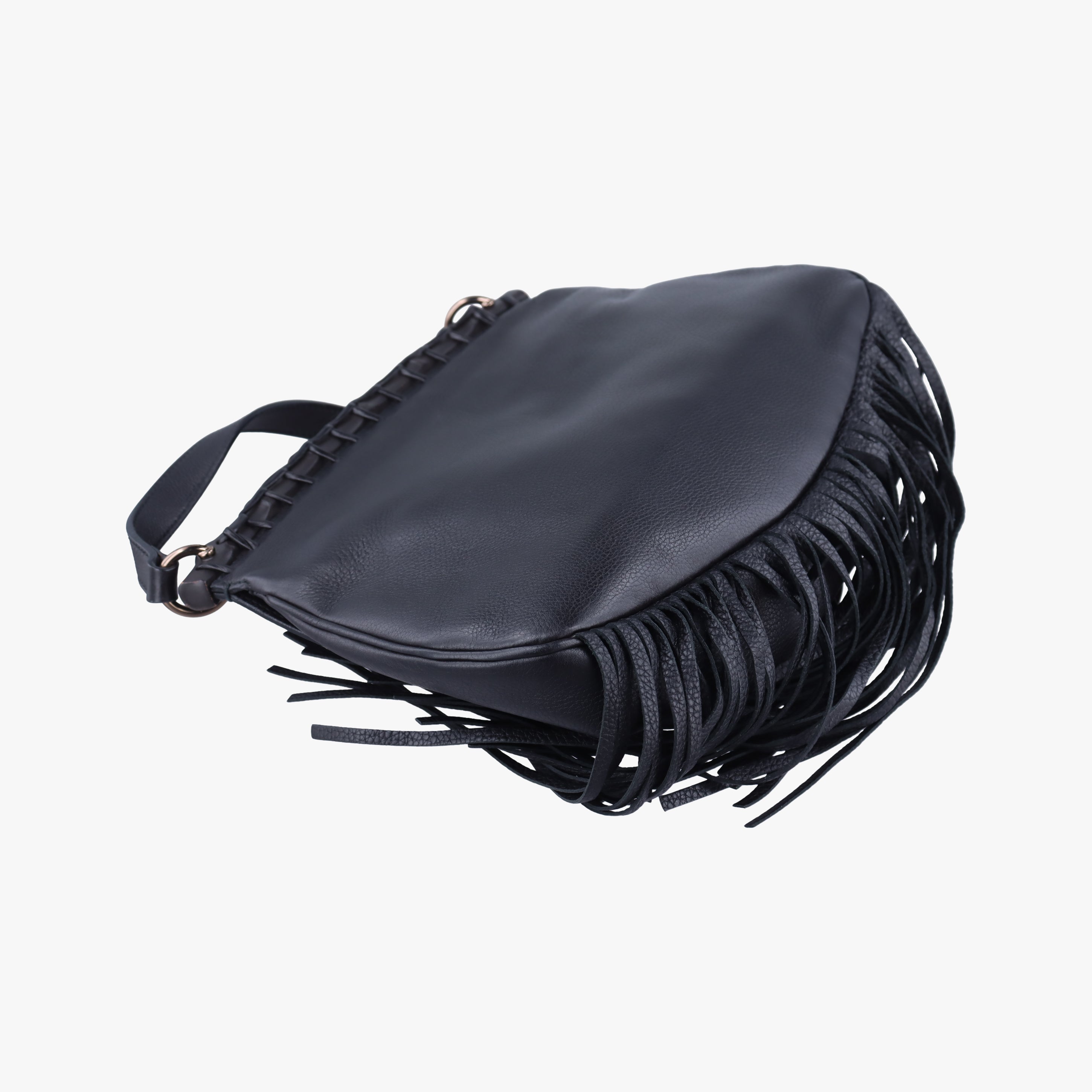 Pre-owned Gucci Bamboo Fringe Black Leather 347099 shoulderbag | stylenewstar