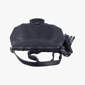 Pre-owned Gucci Bamboo Fringe Black Leather 347099 shoulderbag | stylenewstar