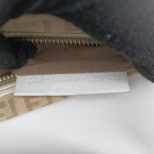 Pre-owned Fendi Chef Pocket Beige x White canvas 8BR464 handbag | stylenewstar