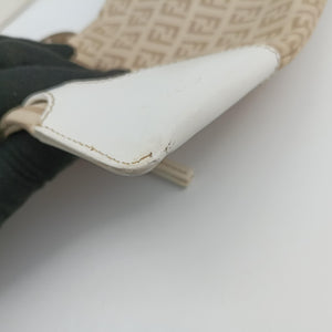 Pre-owned Fendi Chef Pocket Beige x White canvas 8BR464 handbag | stylenewstar