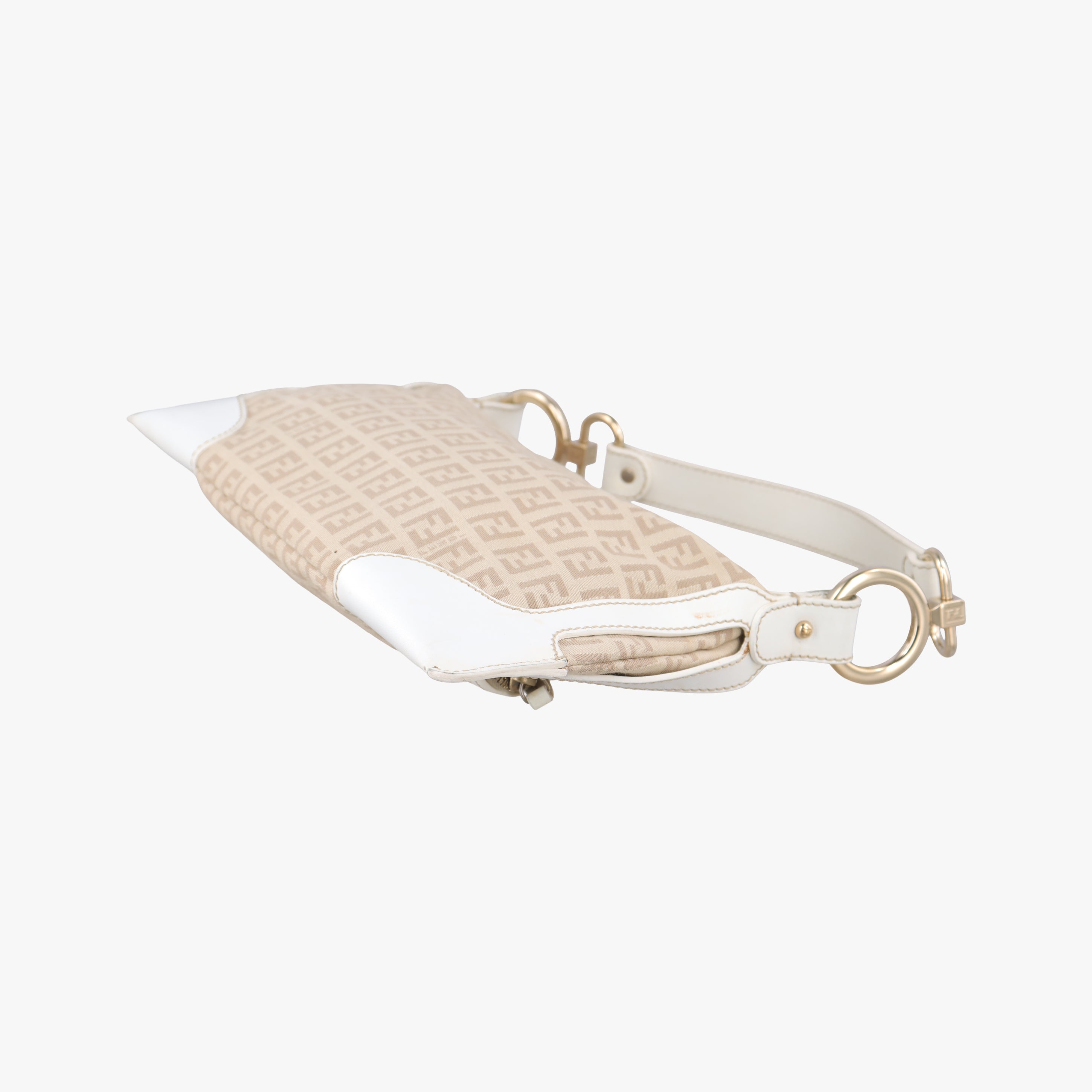 Pre-owned Fendi Chef Pocket Beige x White canvas 8BR464 handbag | stylenewstar