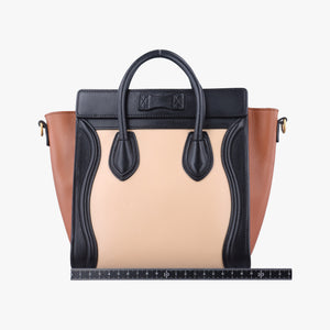 Pre-owned Celine luggage nano shopper Beige×black×brown leather  shoulderbag | stylenewstar
