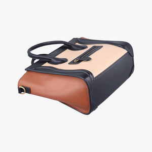 Pre-owned Celine luggage nano shopper Beige×black×brown leather  shoulderbag | stylenewstar