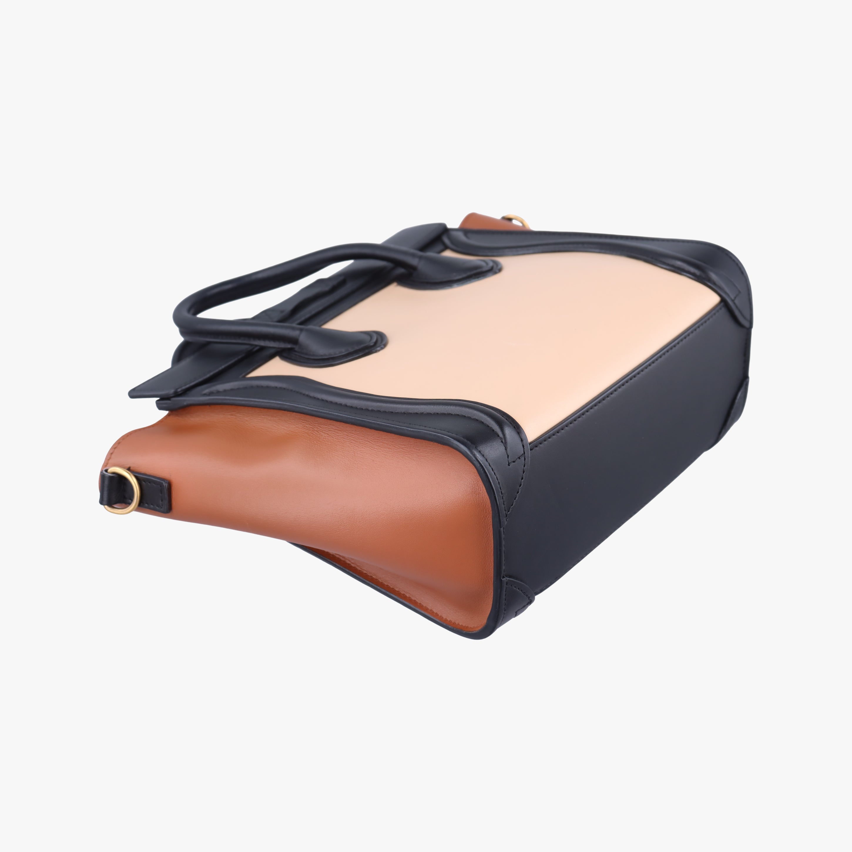 Pre-owned Celine luggage nano shopper Beige×black×brown leather  shoulderbag | stylenewstar