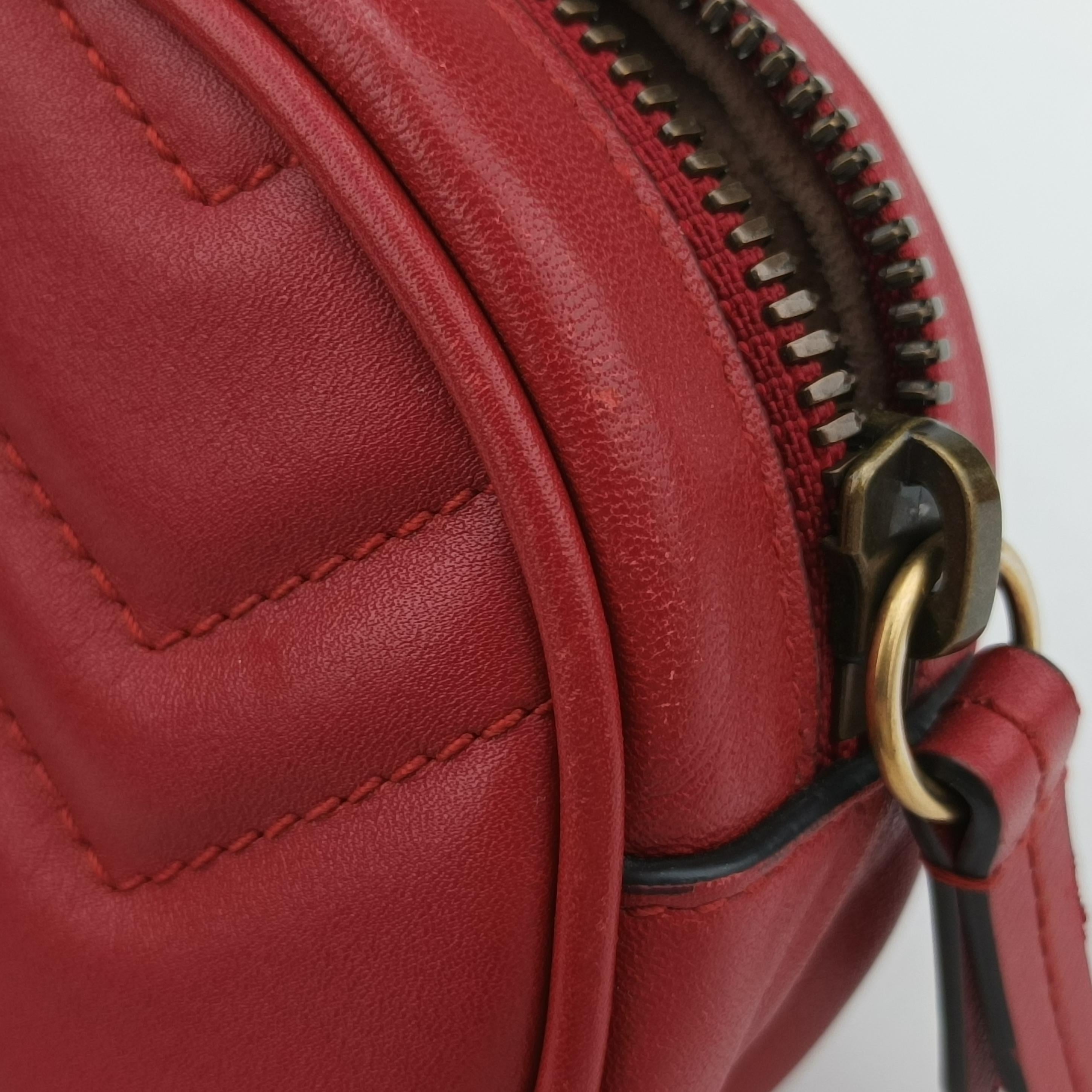 Vintage Gucci GG Marmont Red leather 476434 bum bag/waist bag | stylenewstar