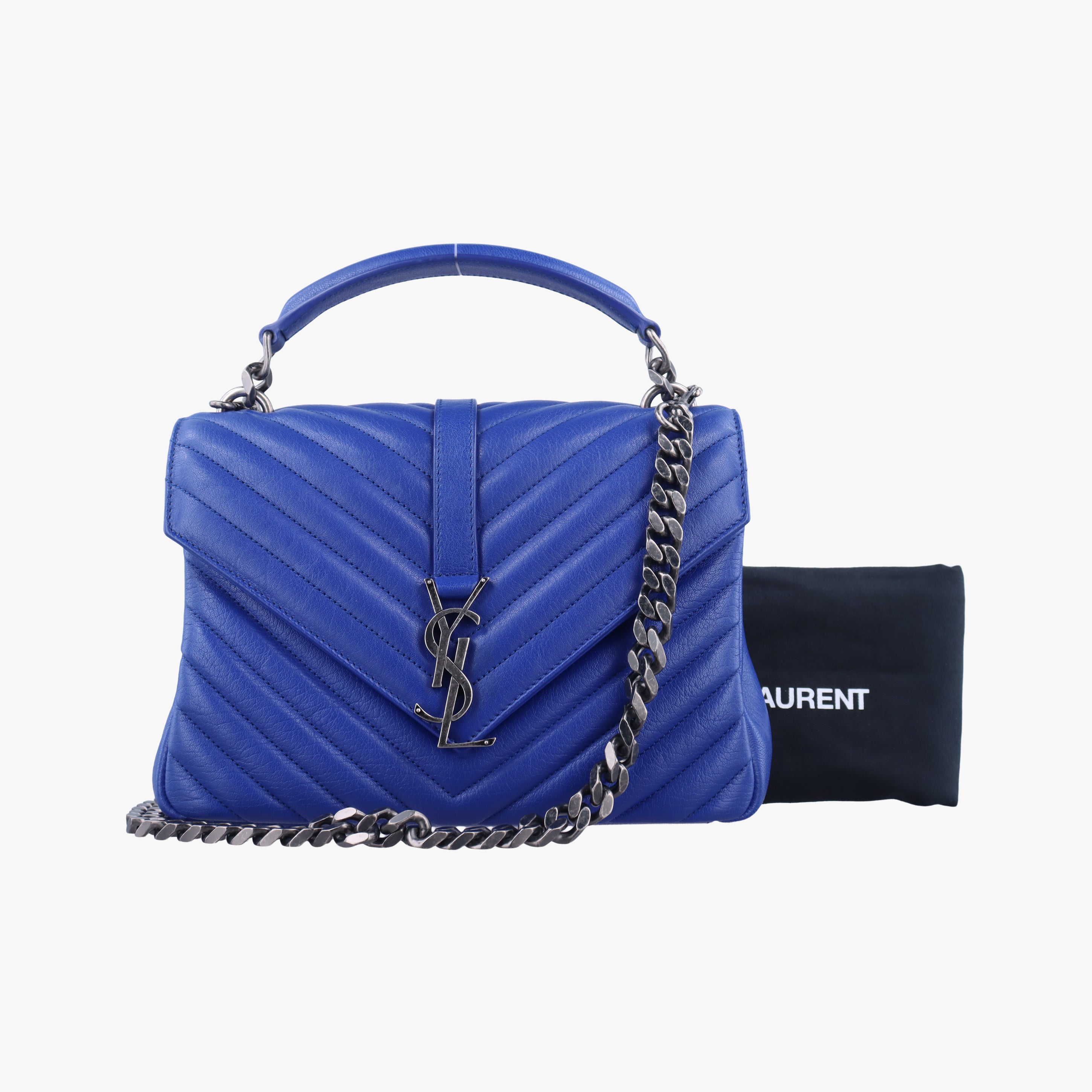 Pre-owned Yves Saint Laurent COLLEGE Blue leather 428056 shoulderbag | stylenewstar