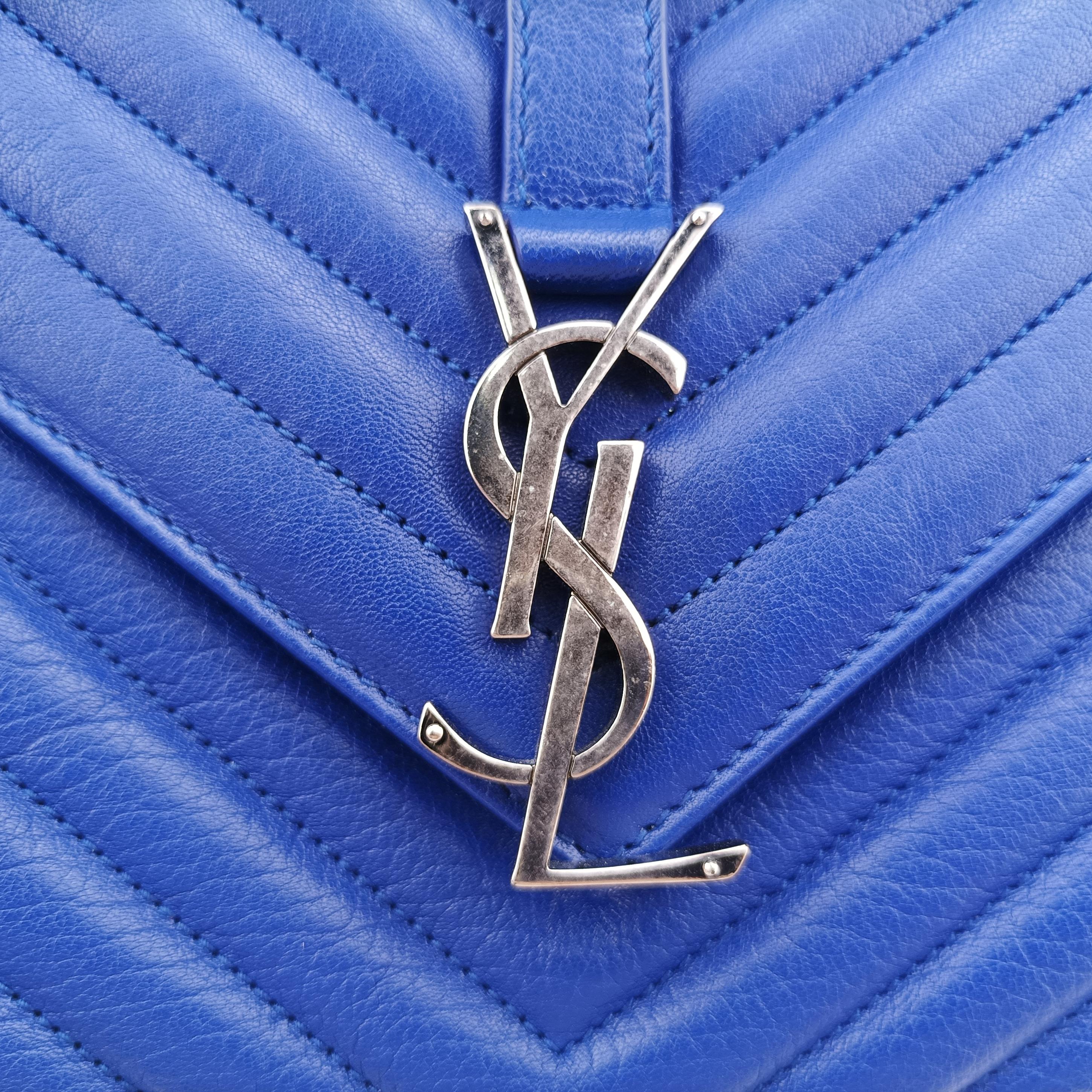 Pre-owned Yves Saint Laurent COLLEGE Blue leather 428056 shoulderbag | stylenewstar