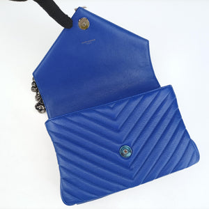 Pre-owned Yves Saint Laurent COLLEGE Blue leather 428056 shoulderbag | stylenewstar
