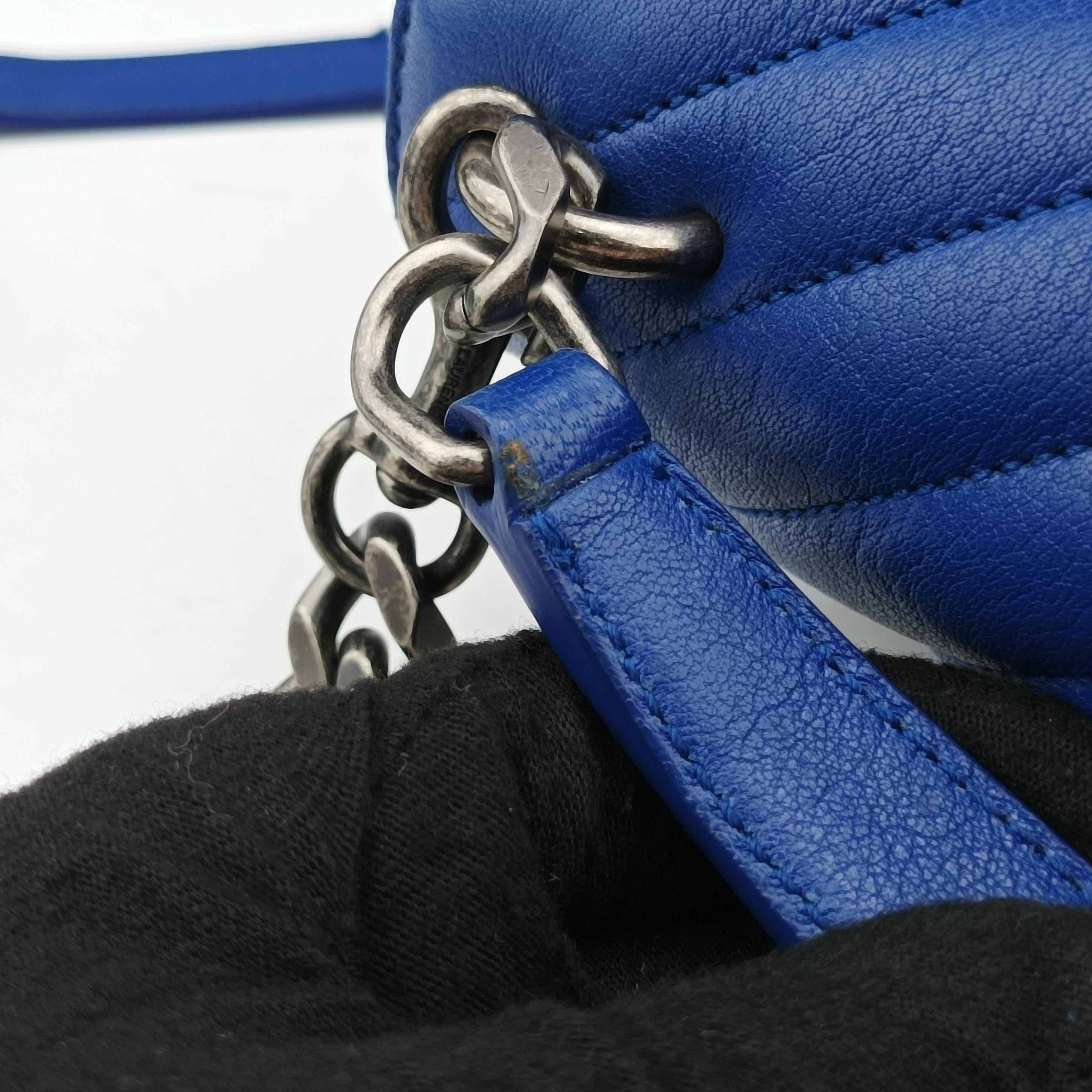 Pre-owned Yves Saint Laurent COLLEGE Blue leather 428056 shoulderbag | stylenewstar