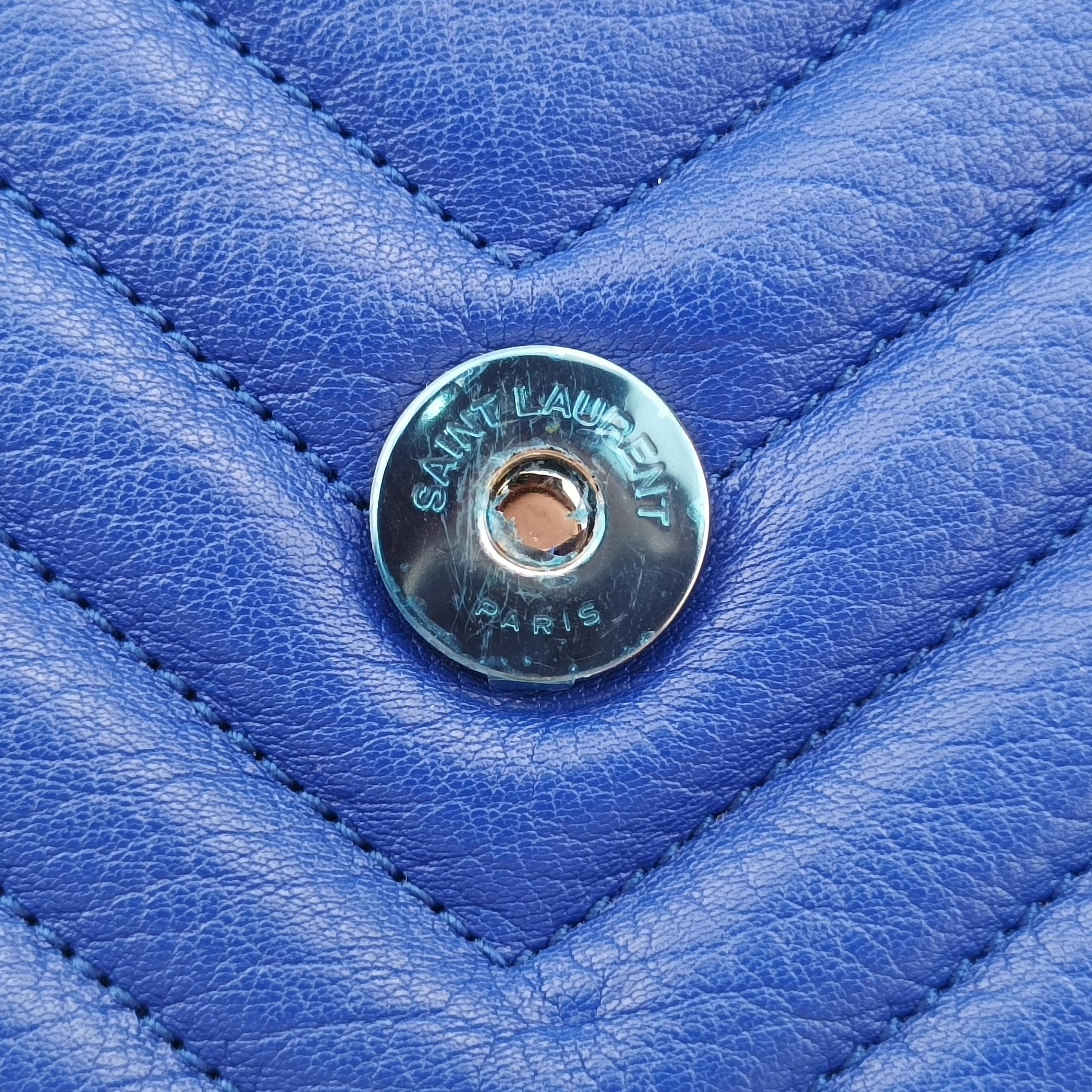 Pre-owned Yves Saint Laurent COLLEGE Blue leather 428056 shoulderbag | stylenewstar