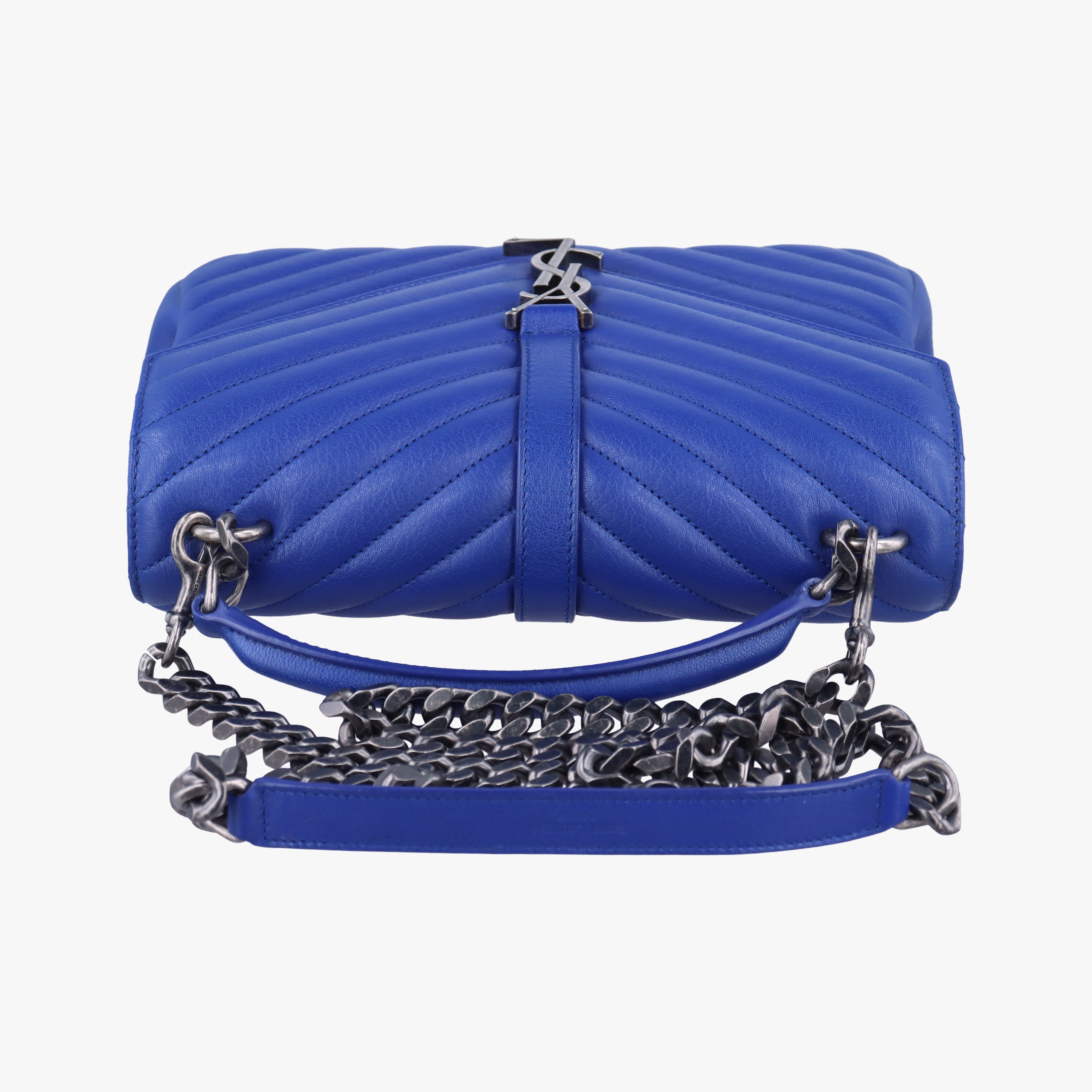 Pre-owned Yves Saint Laurent COLLEGE Blue leather 428056 shoulderbag | stylenewstar