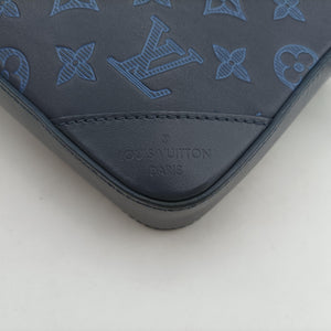 Pre-owned Louis Vuitton Duo Messenger Navy×Blue Monogram Shadow Leather M45730 shoulderbag | stylenewstar