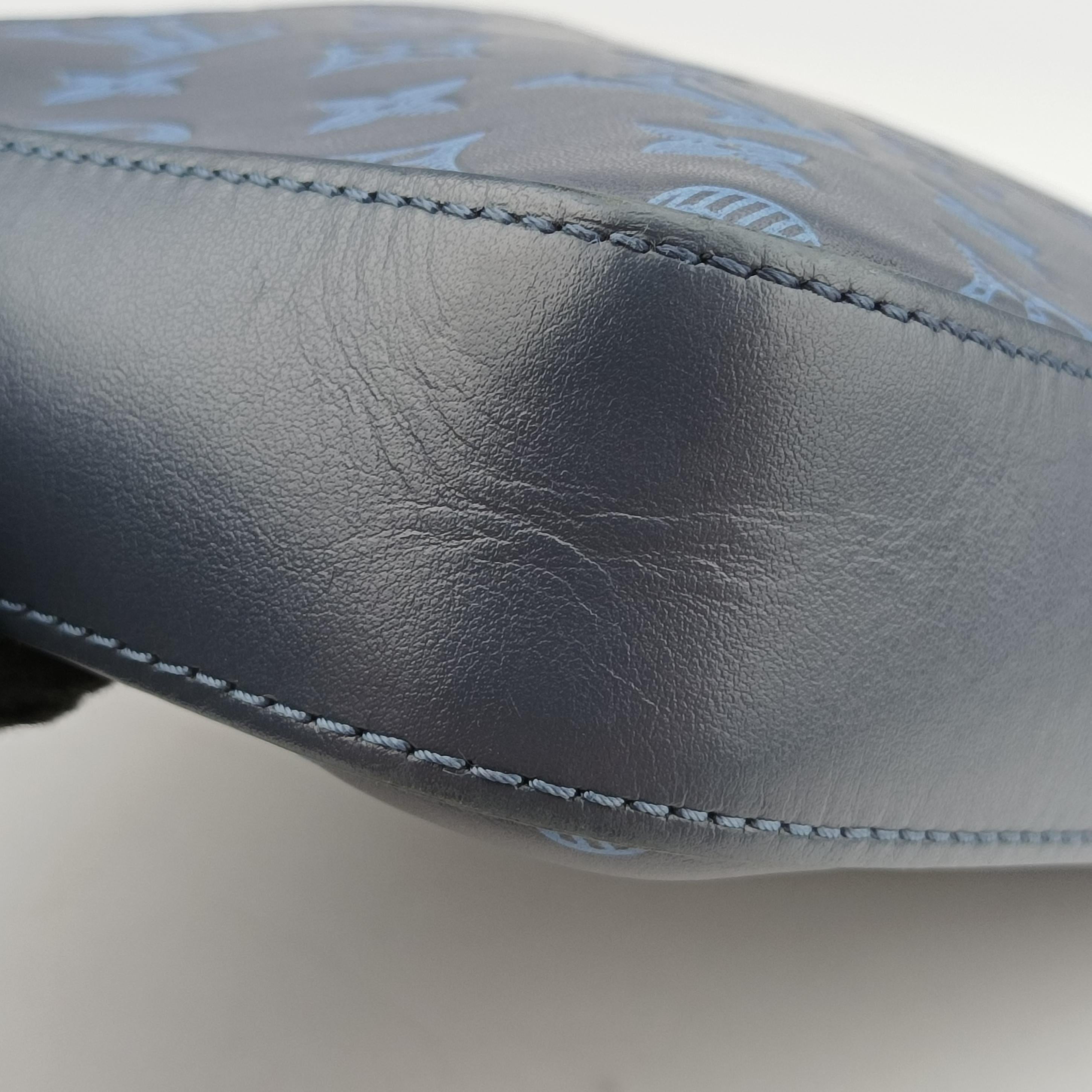 Pre-owned Louis Vuitton Duo Messenger Navy×Blue Monogram Shadow Leather M45730 shoulderbag | stylenewstar