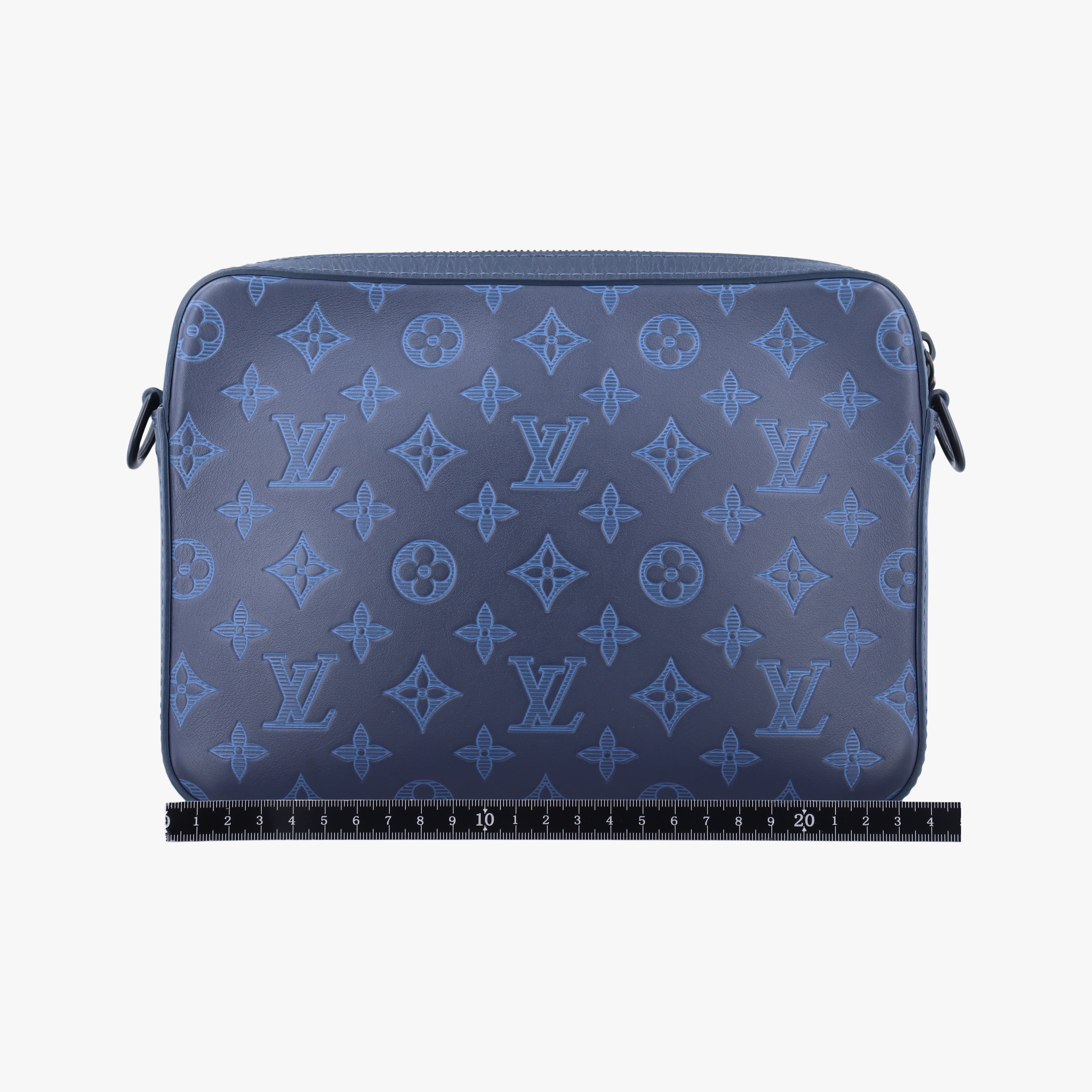 Pre-owned Louis Vuitton Duo Messenger Navy×Blue Monogram Shadow Leather M45730 shoulderbag | stylenewstar