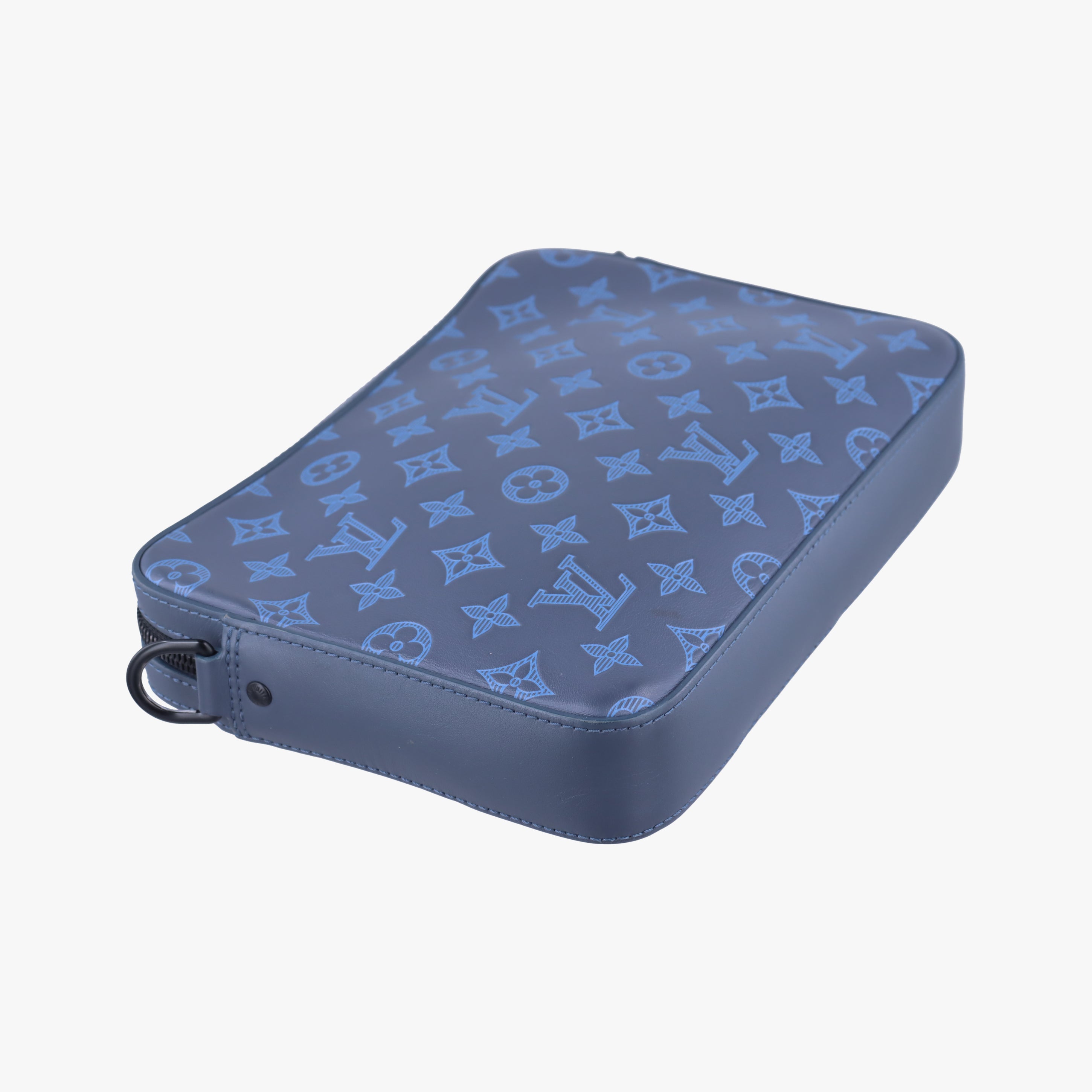 Pre-owned Louis Vuitton Duo Messenger Navy×Blue Monogram Shadow Leather M45730 shoulderbag | stylenewstar