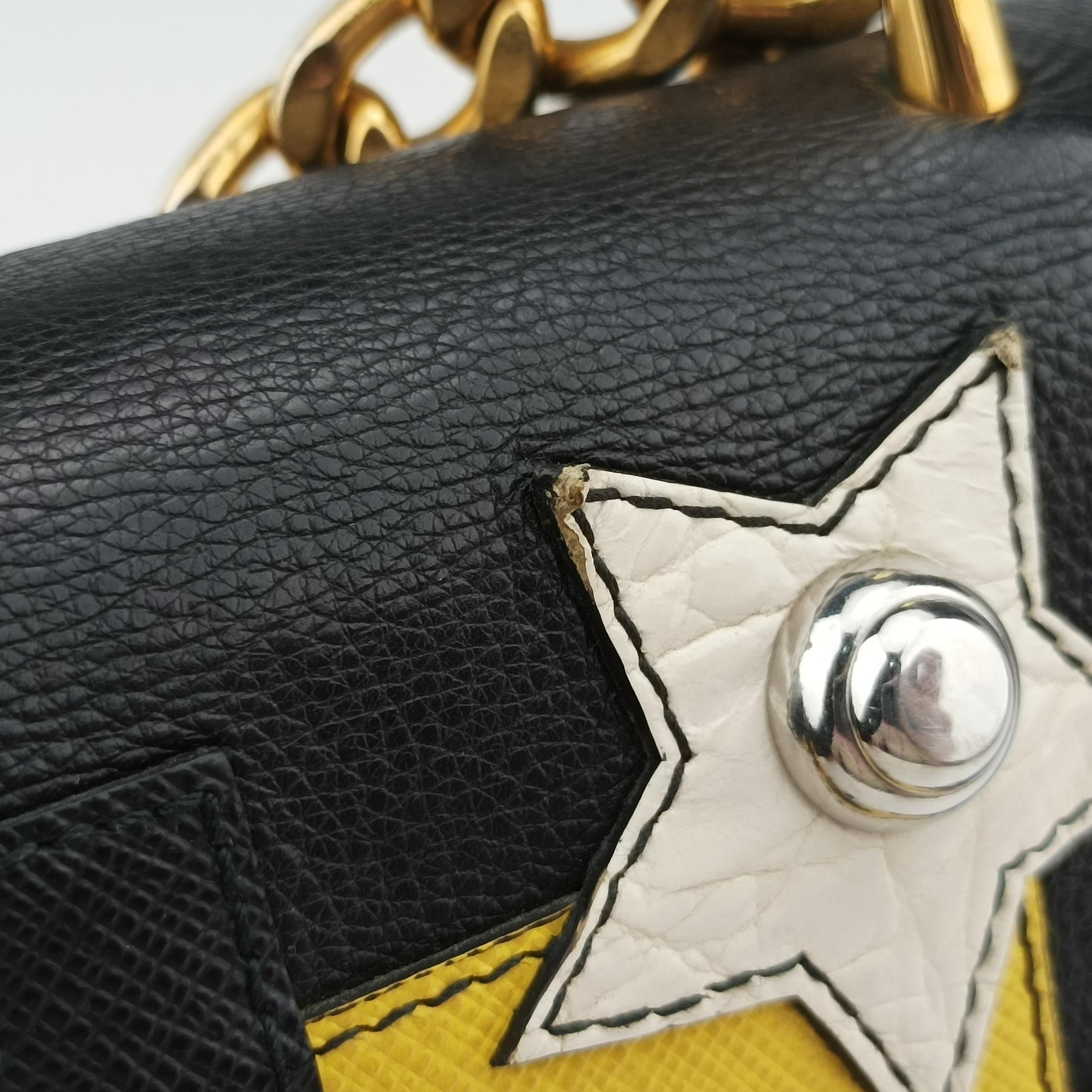 Secondhand Prada Robot Flap Black×Multicolour Leather 1BD055 shoulderbag | stylenewstar