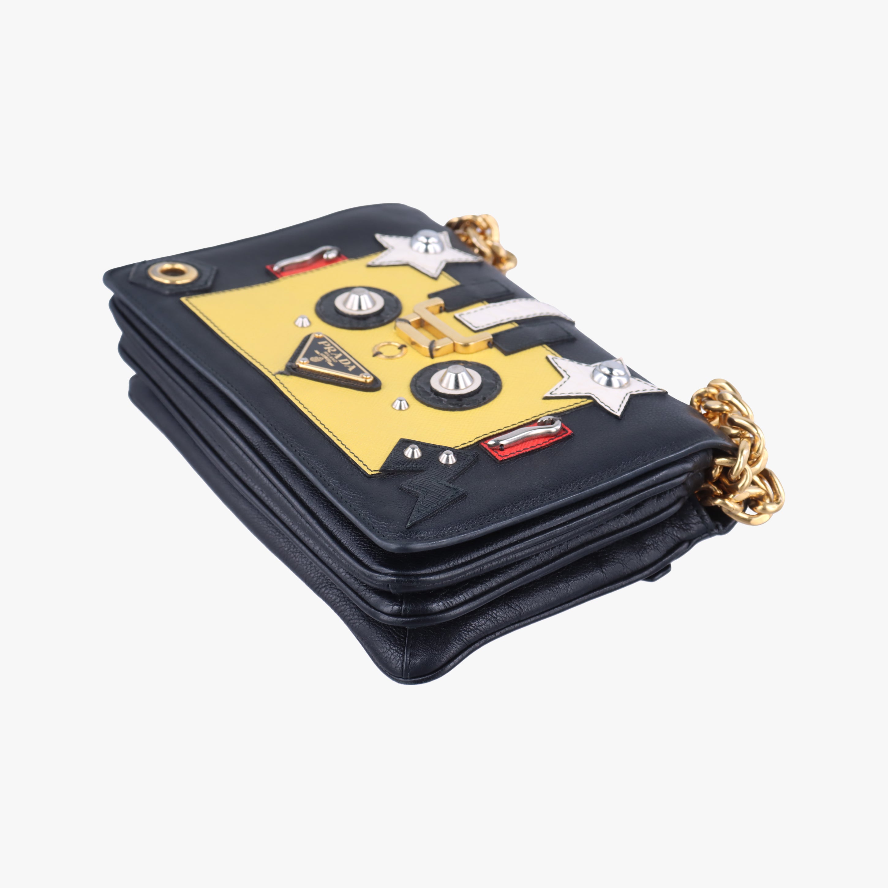 Secondhand Prada Robot Flap Black×Multicolour Leather 1BD055 shoulderbag | stylenewstar