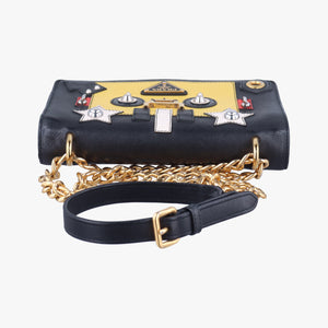 Secondhand Prada Robot Flap Black×Multicolour Leather 1BD055 shoulderbag | stylenewstar