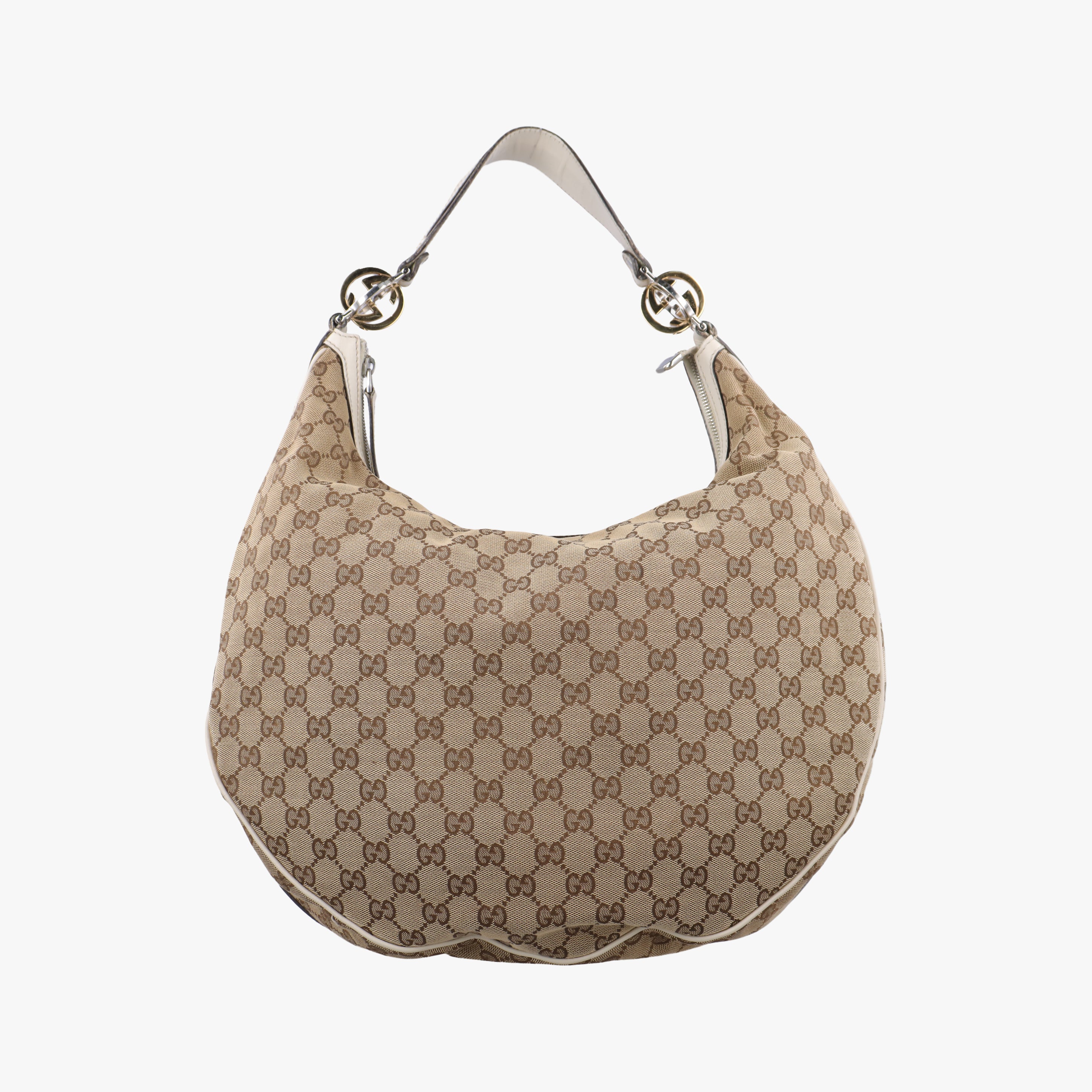 Pre-owned Gucci GG Twins Hobo WhitexBeide canvas 232945 shoulderbag | stylenewstar