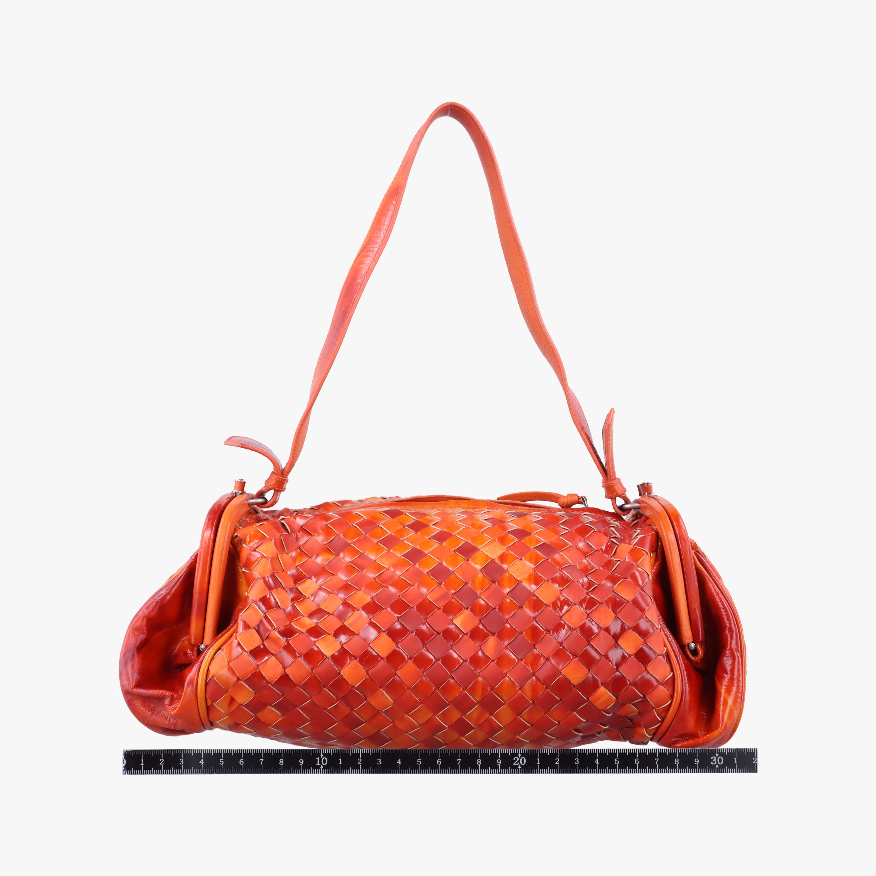 Pre-owned Bottega Veneta Intrecciato Orange Patent  shoulderbag | stylenewstar