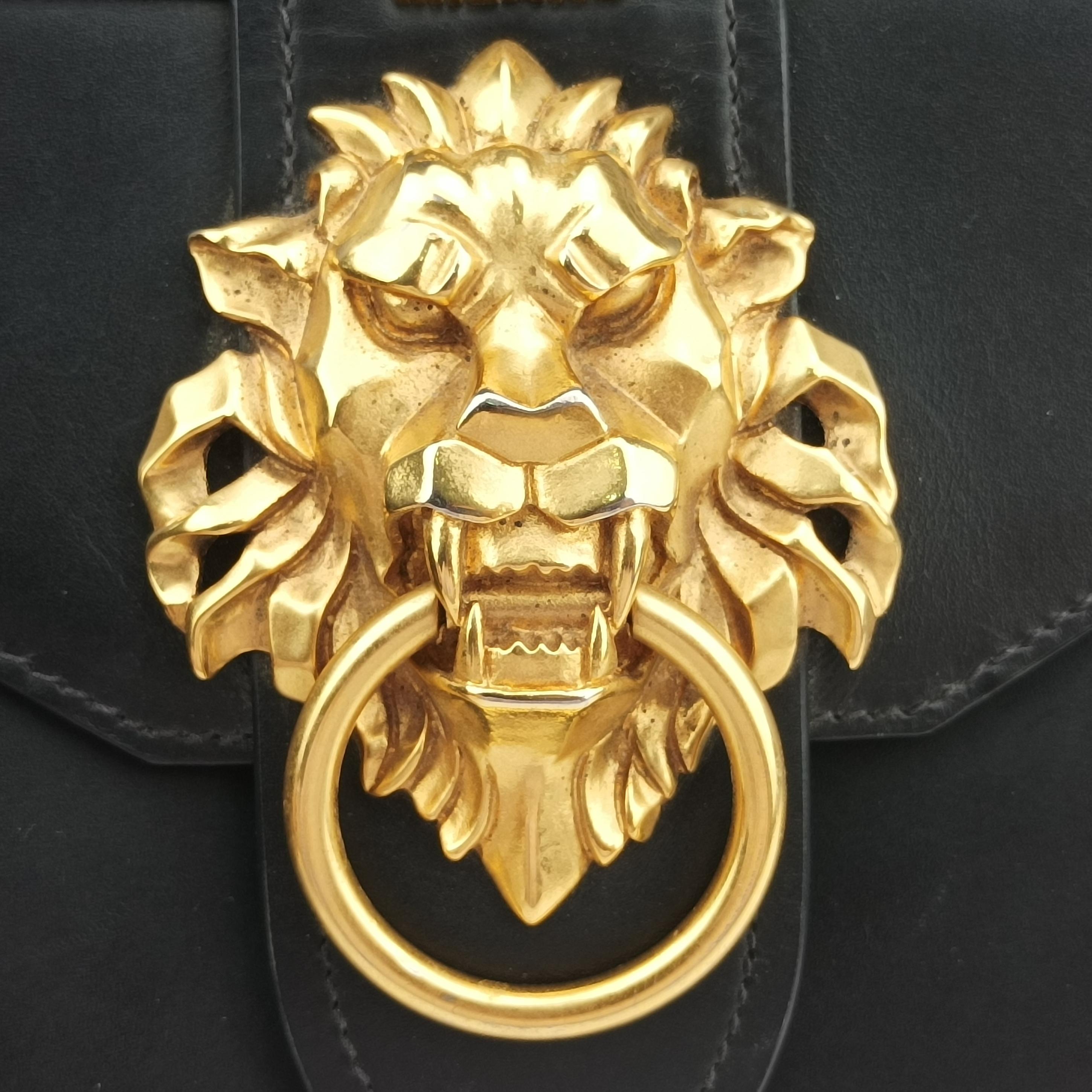 Pre-owned Prada Animalier Cahier Lions Head Black Leather 1BD089 shoulderbag | stylenewstar